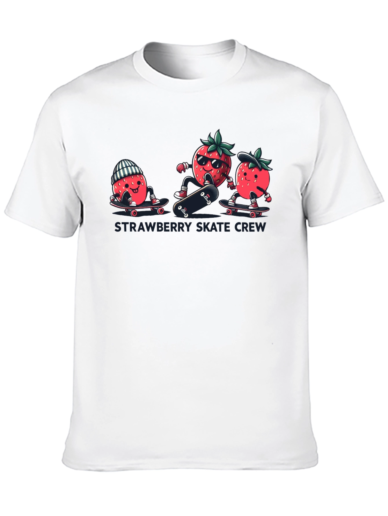 Black Strawberry Skate Crew T-Shirt - Black Cotton Tee view 10