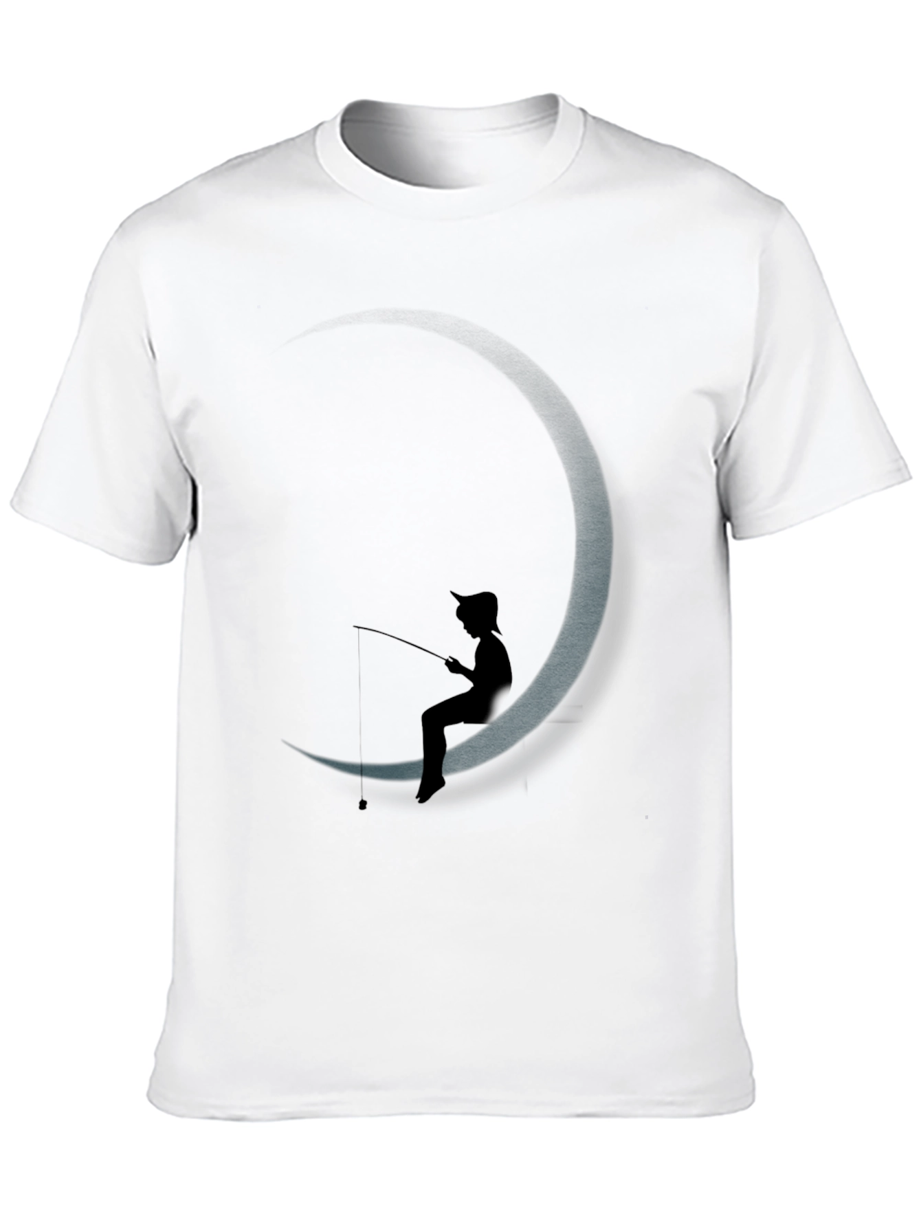 Black DreamWorks Inspired Fishing on the Moon T-Shirt view 10