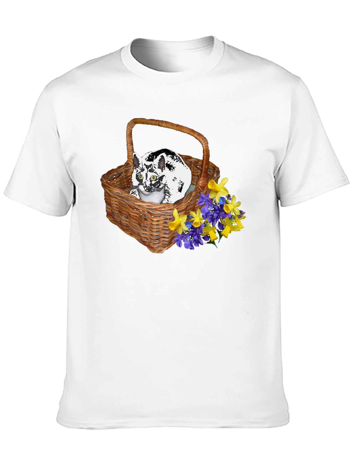 Black Cat in Basket Tee - Floral Accent view 10