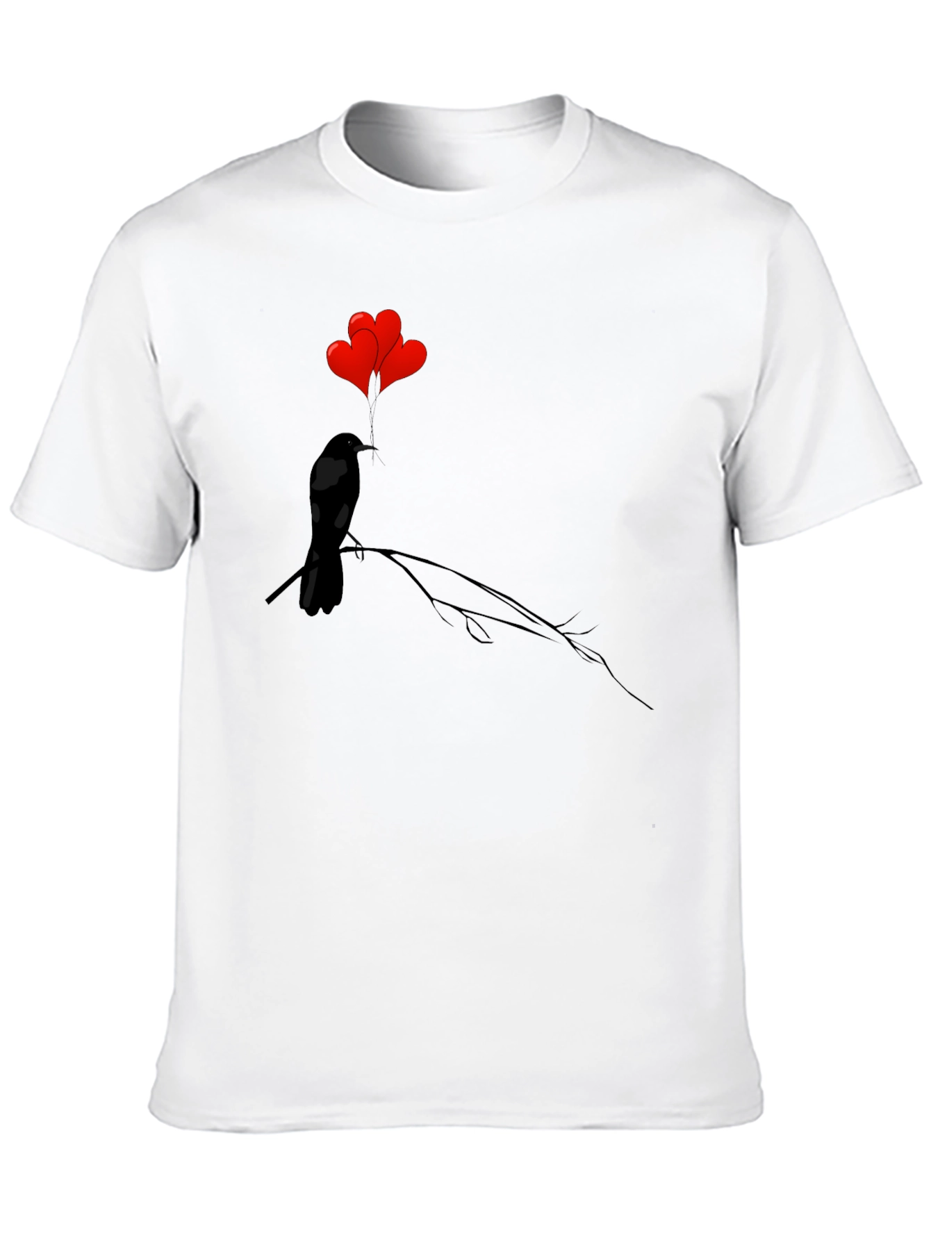 Black Black Bird Heart Balloons Graphic Tee view 10