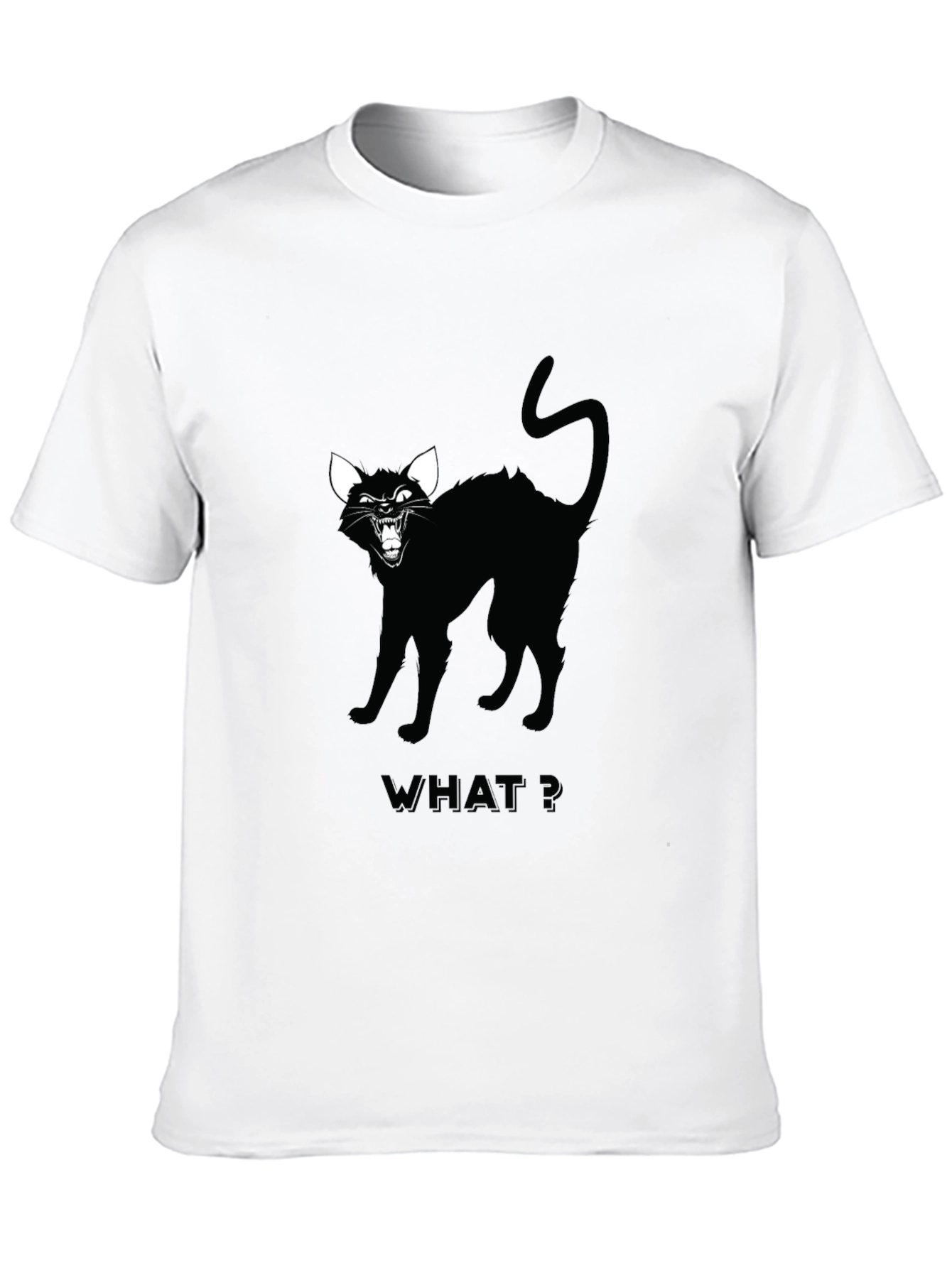 Black Black Cat Graphic Tee - "WHAT?" Design view 10