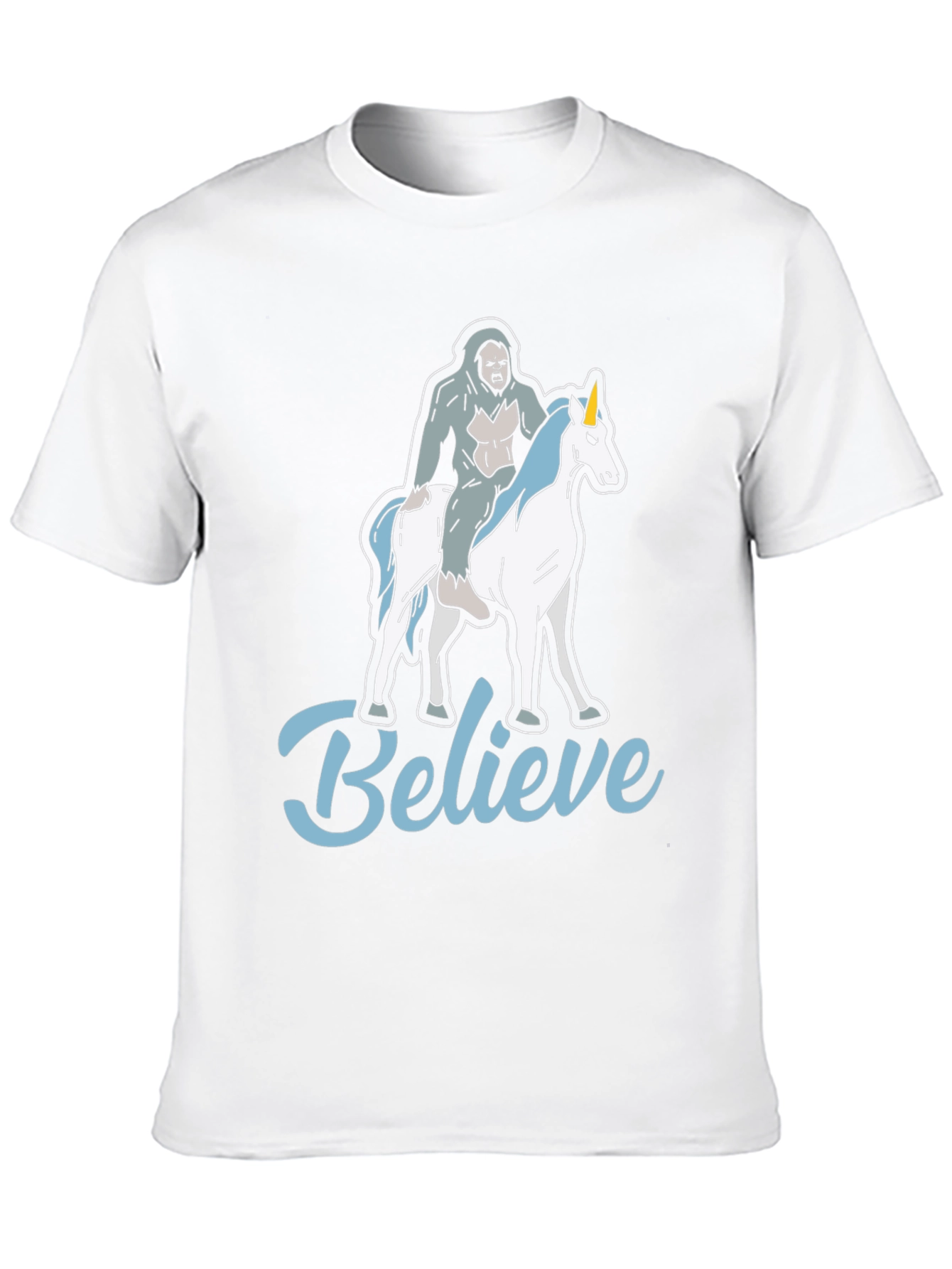 Black Believe Bigfoot Unicorn T-Shirt Funny Graphic Tee view 10