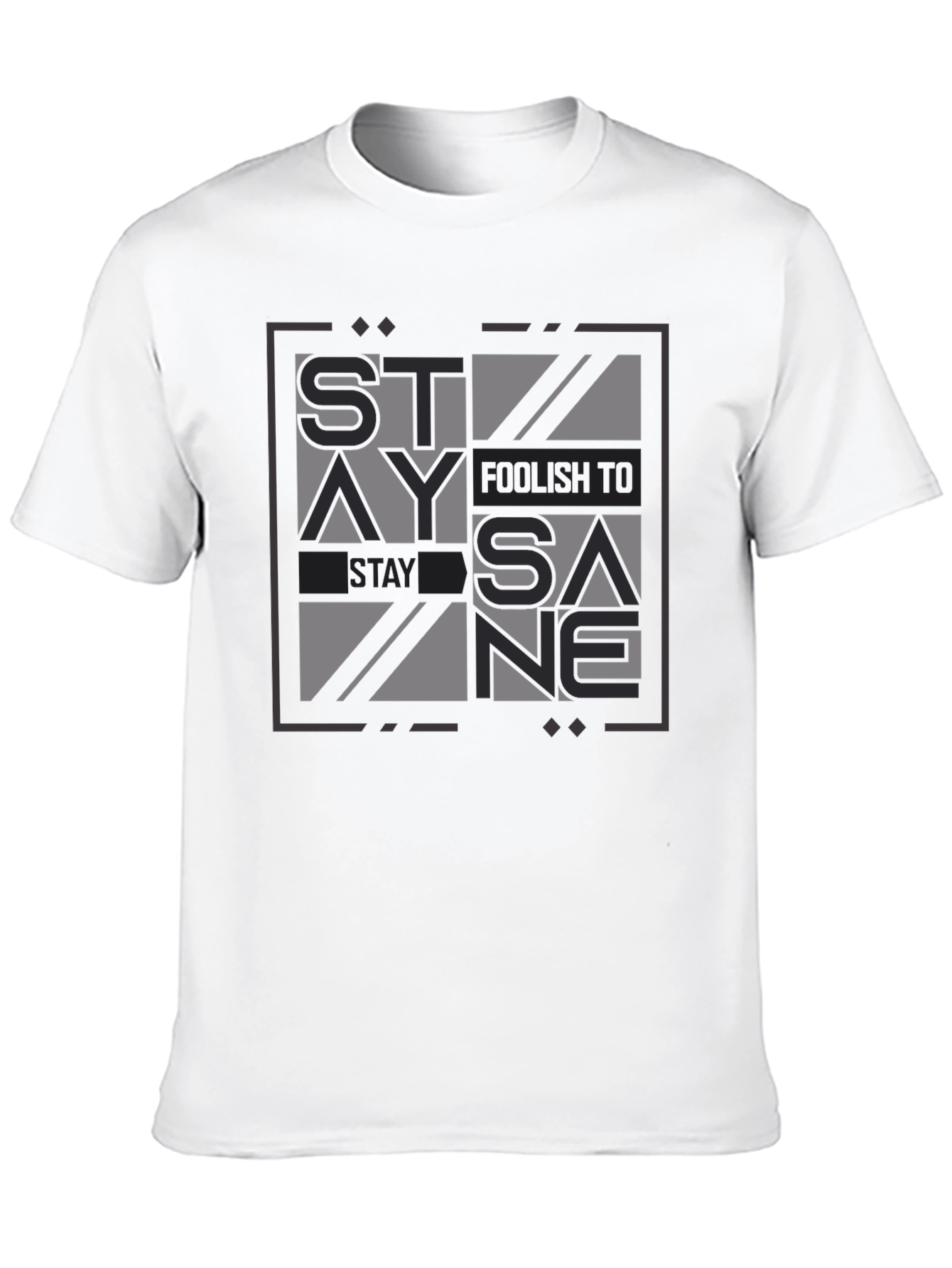Black Stay Foolish Stay Sane Graphic Tee - Black Cotton Casual view 10