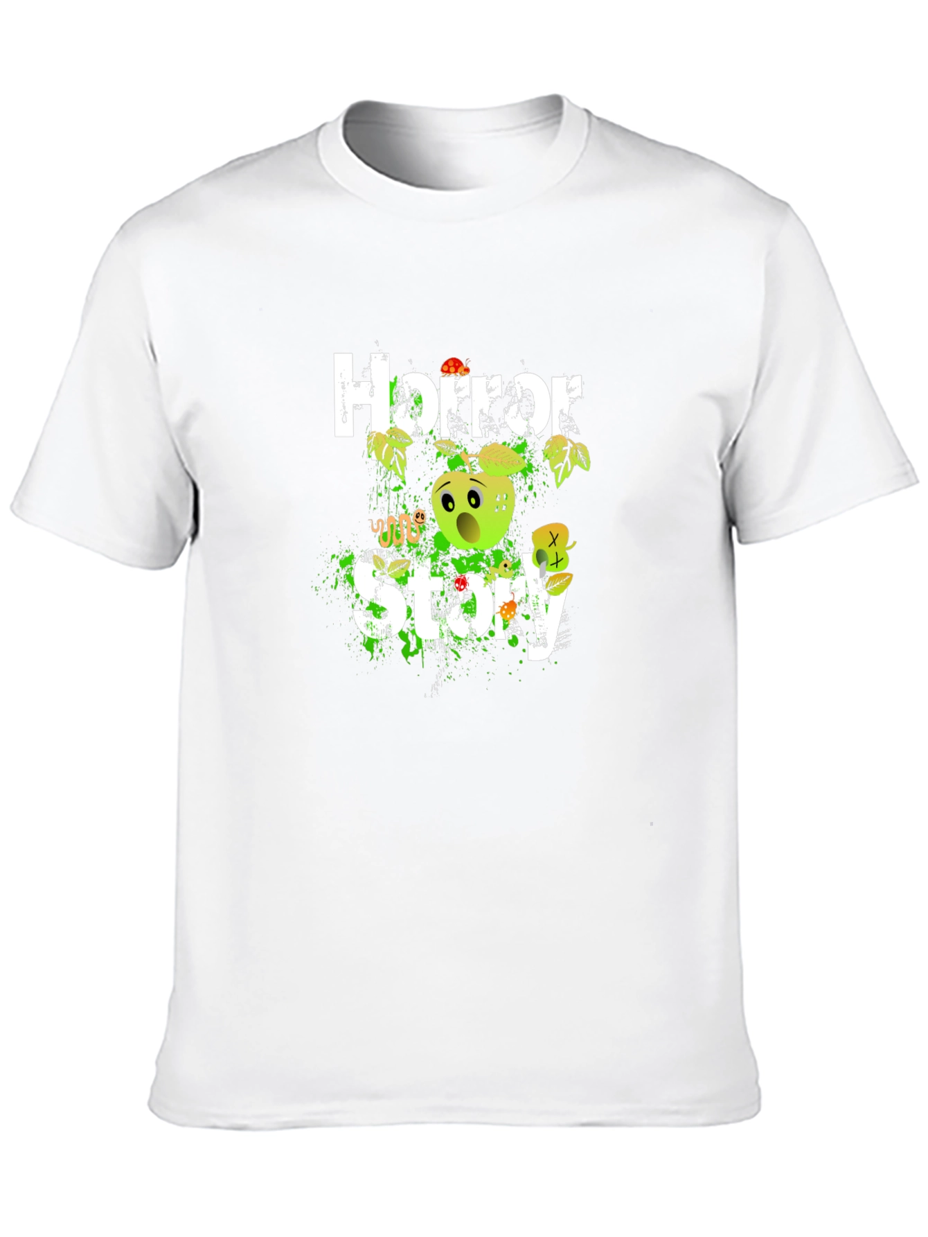 Black Horror Story Graphic Tee - Creepy Apple Design view 10
