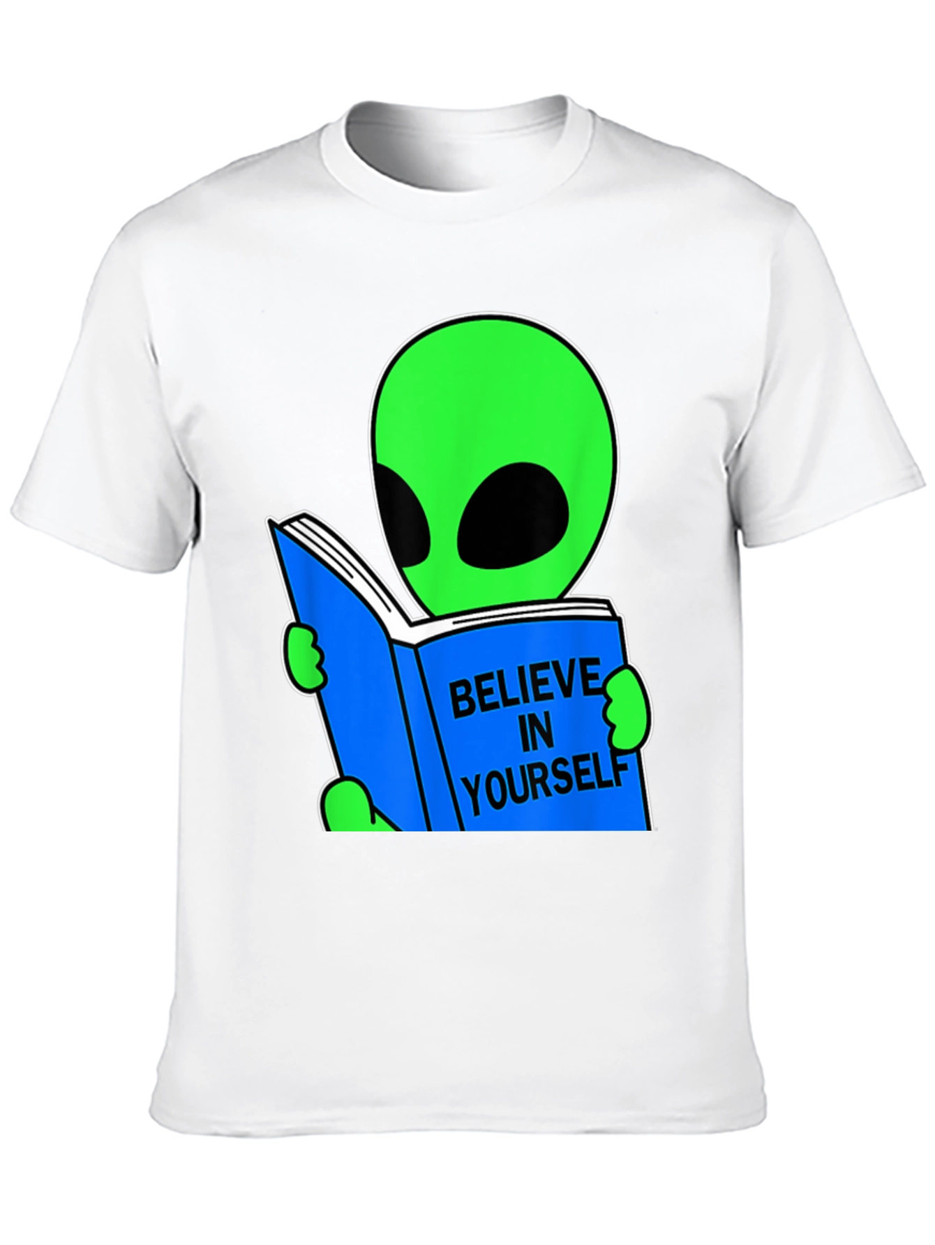 Black Believe Alien Reading Book Graphic Tee view 10