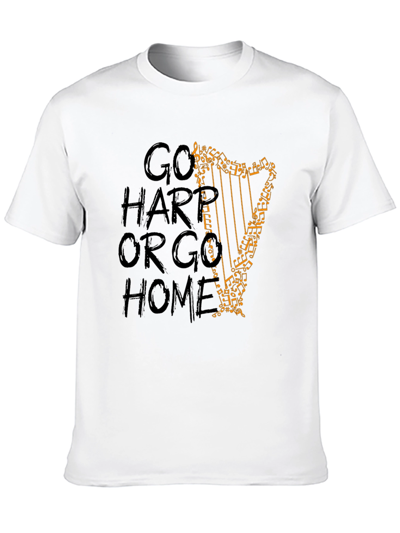 Black Go Harp Or Go Home Graphic Tee - Music Lover T-Shirt view 10
