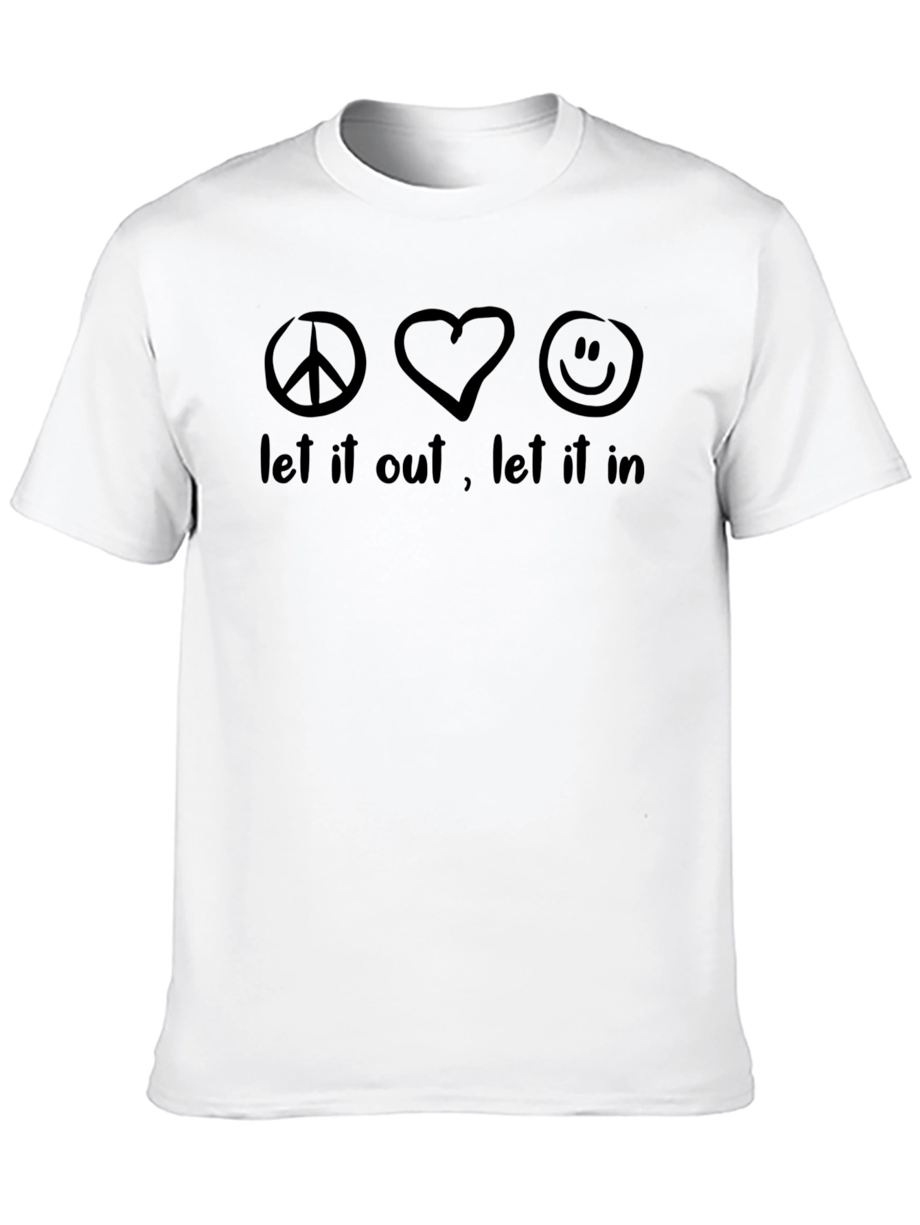 Black Peace Love Happy Graphic Tee - Unisex Soft Cotton Shirt view 10