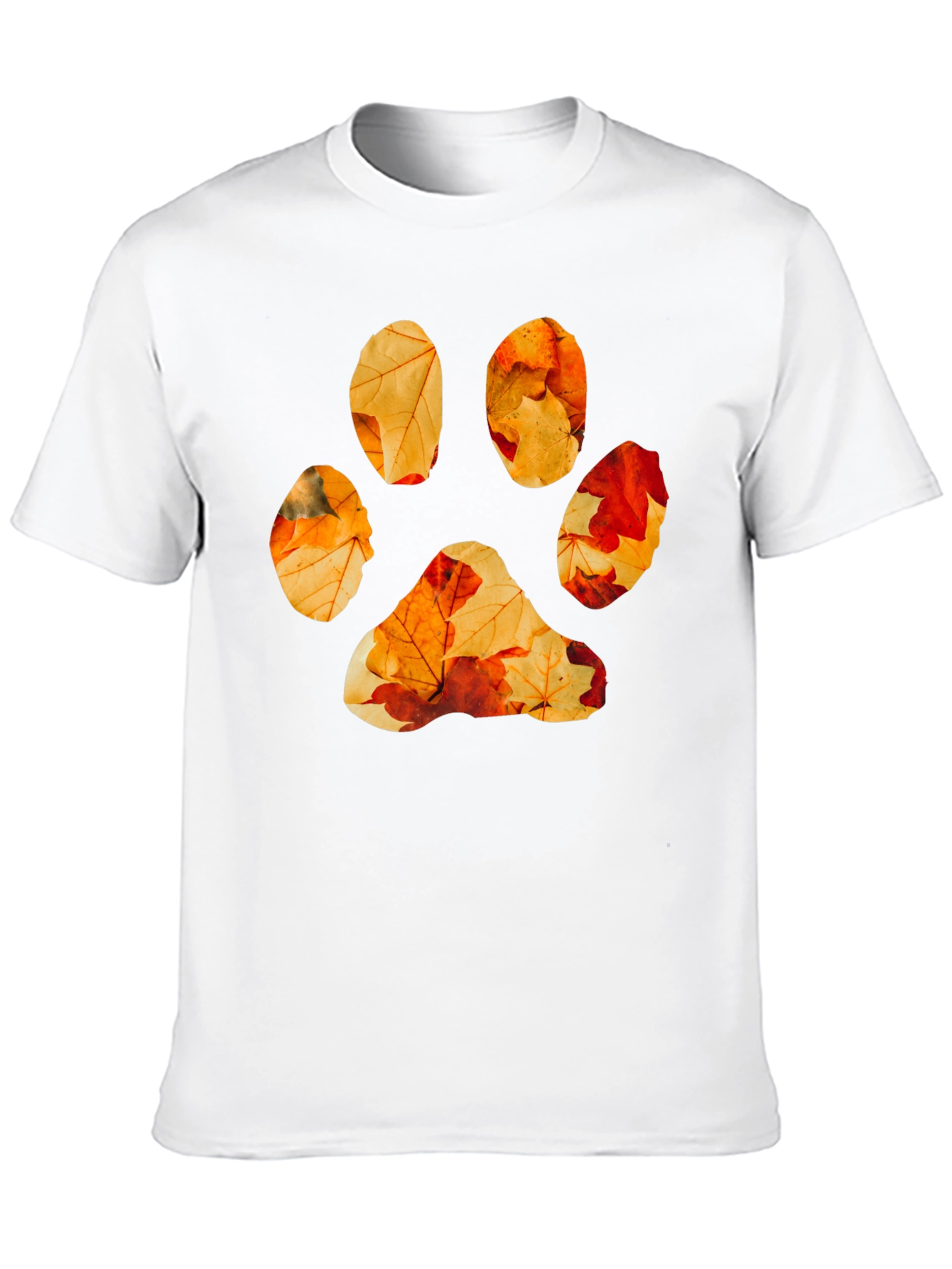 Black Fall Leaves Paw Print Graphic Tee - Black Cotton view 10