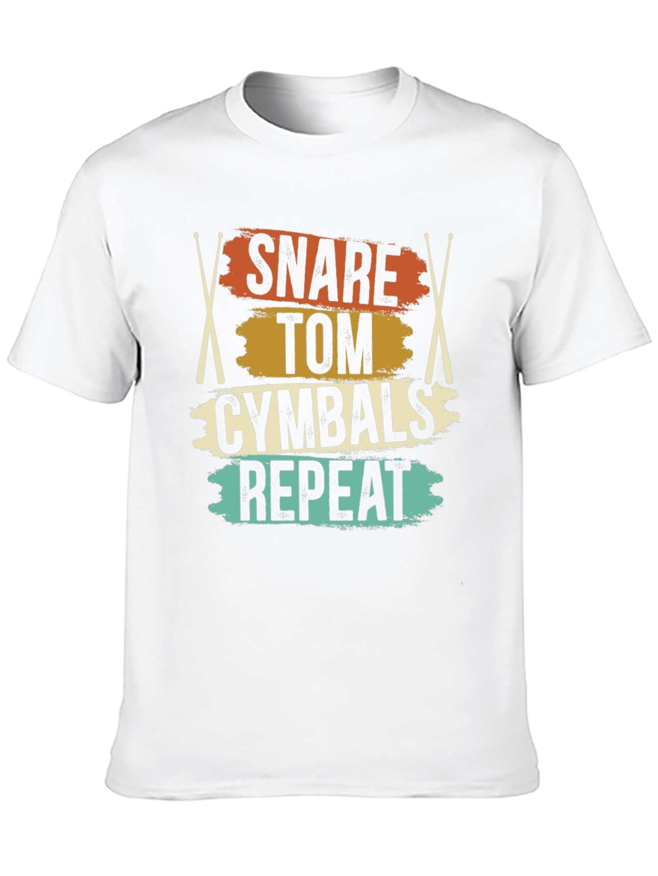 Black Snare Tom Cymbals Repeat Drummer T-Shirt view 10