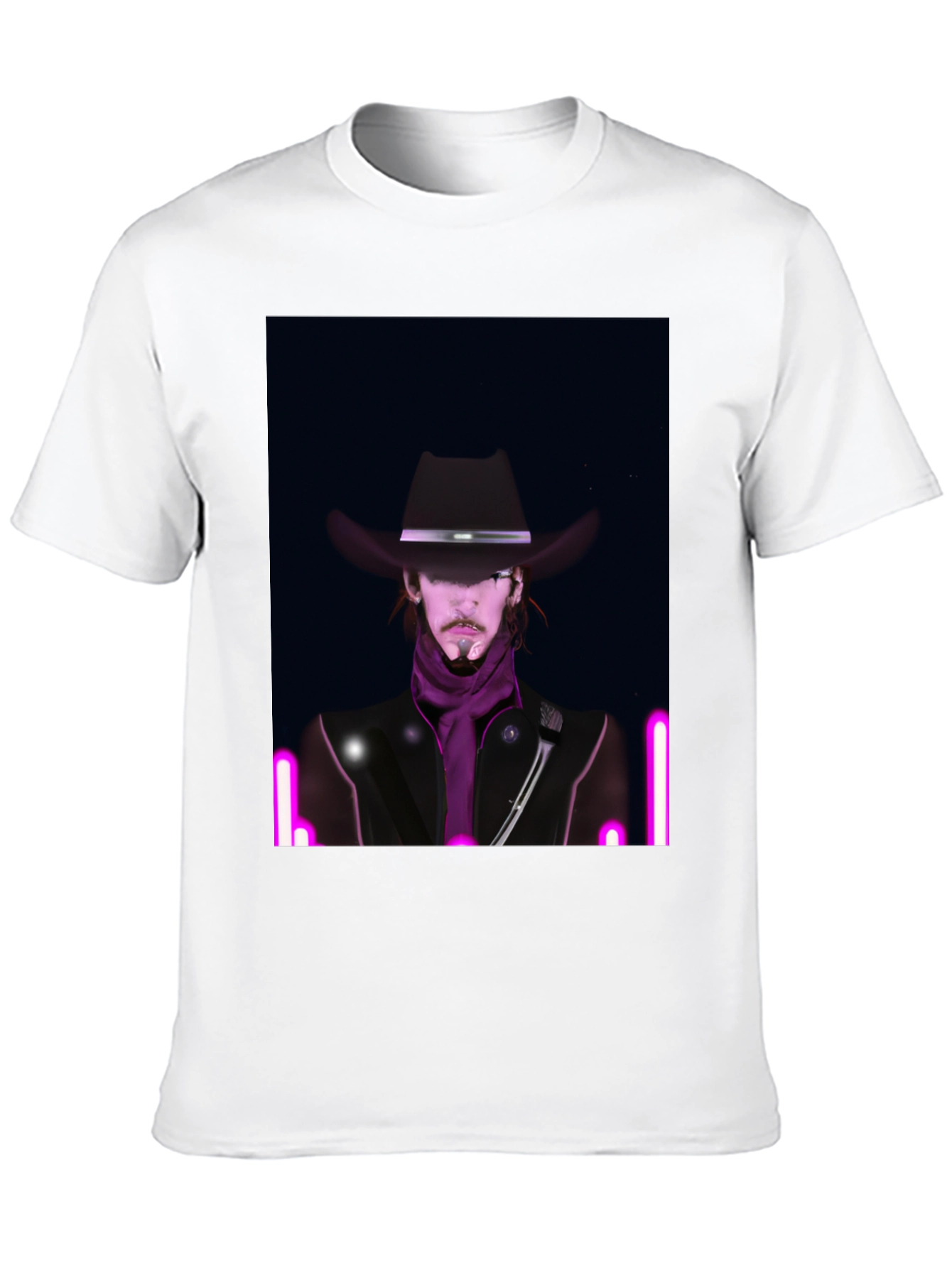 Black Neon Cowboy T-Shirt - Unique Graphic Tee view 10