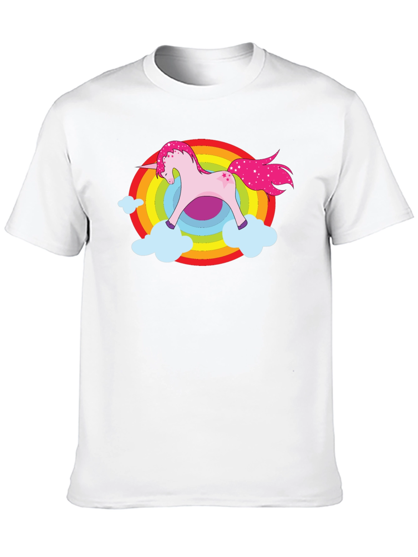 Black Unicorn Rainbow Cloud Graphic Black T-Shirt view 10