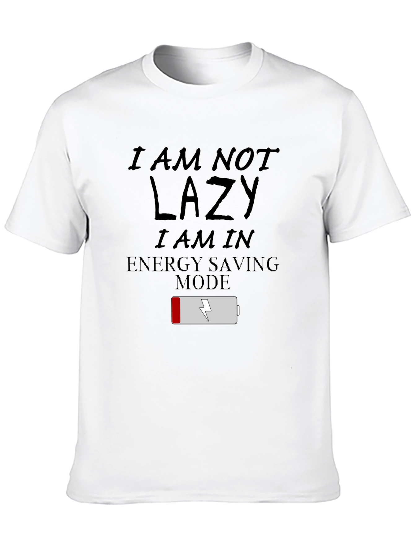 Black Lazy Energy Saving Mode T-Shirt view 10
