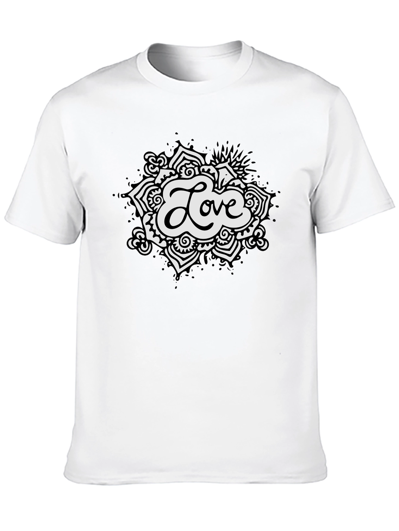 Black Love Mandala Black T-Shirt - Stylish Men's Tee view 10