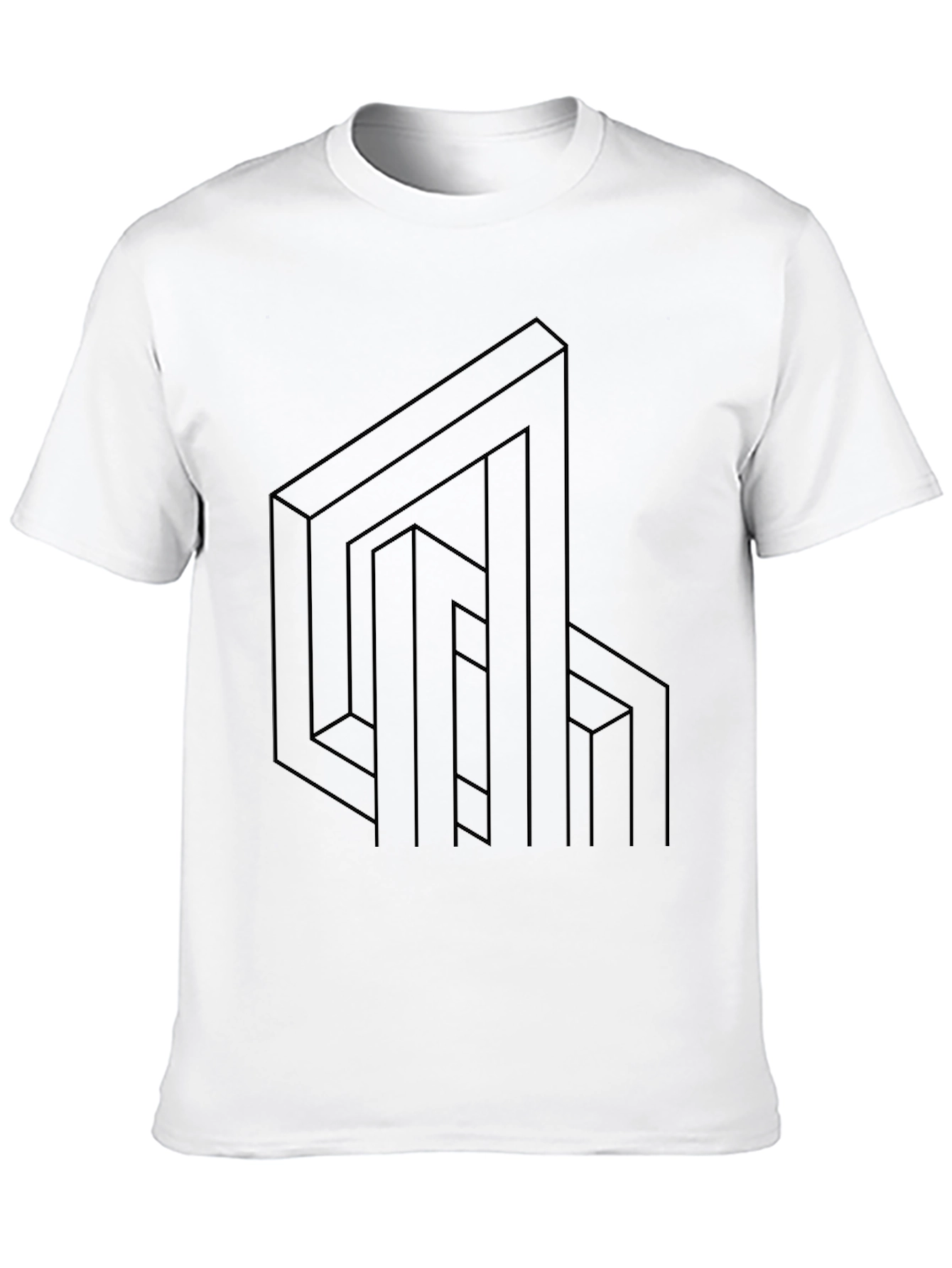 Black Optical Illusion T-Shirt - Modern Geometric Design view 10