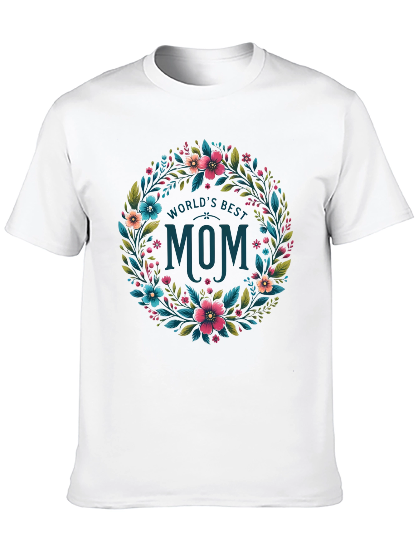 Black World's Best Mom Floral Wreath T-Shirt - Black view 10
