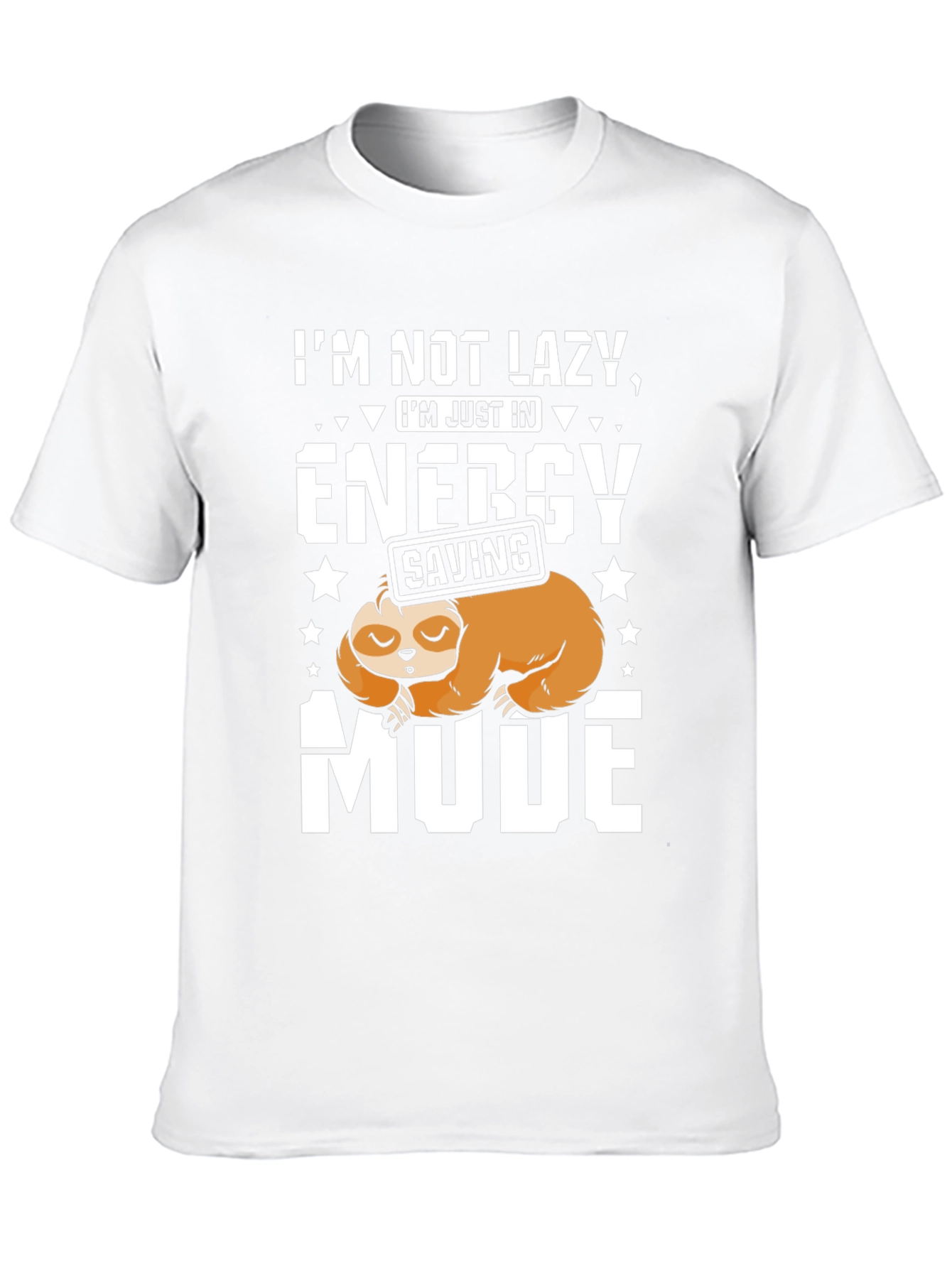 Black Lazy Sloth Energy Saving Mode Graphic T-Shirt view 10