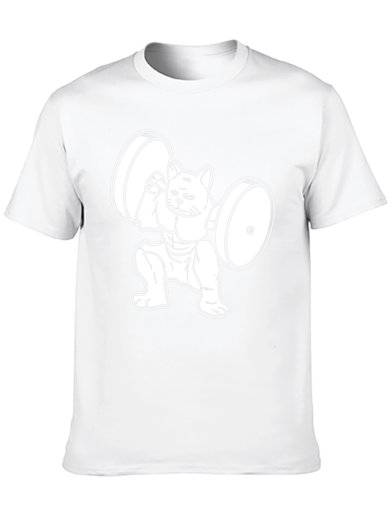 Black Funny Cat Lifting Weights Black T-Shirt view 10