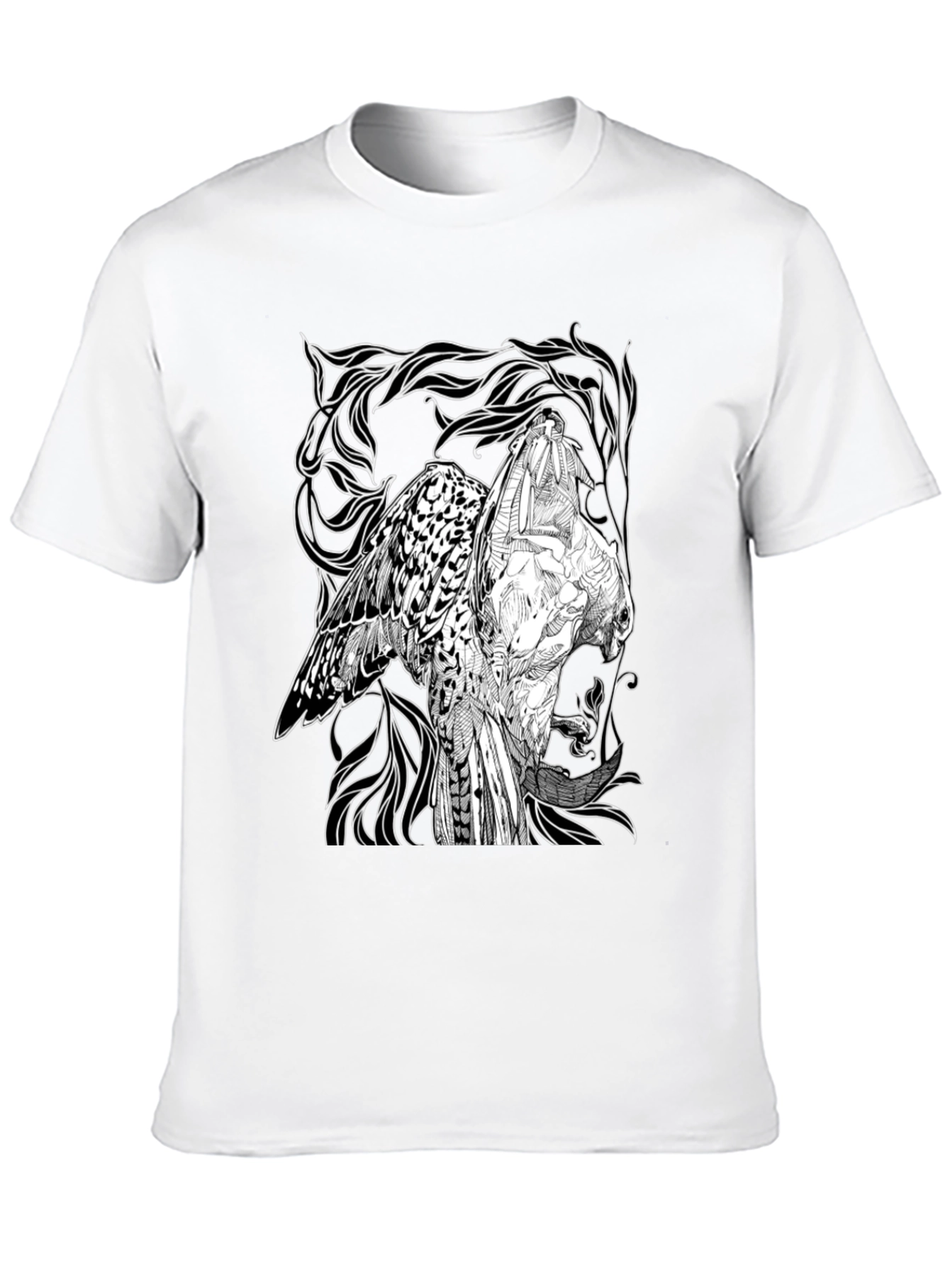 Black Graphic Owl T-Shirt - Black Cotton Tee view 10