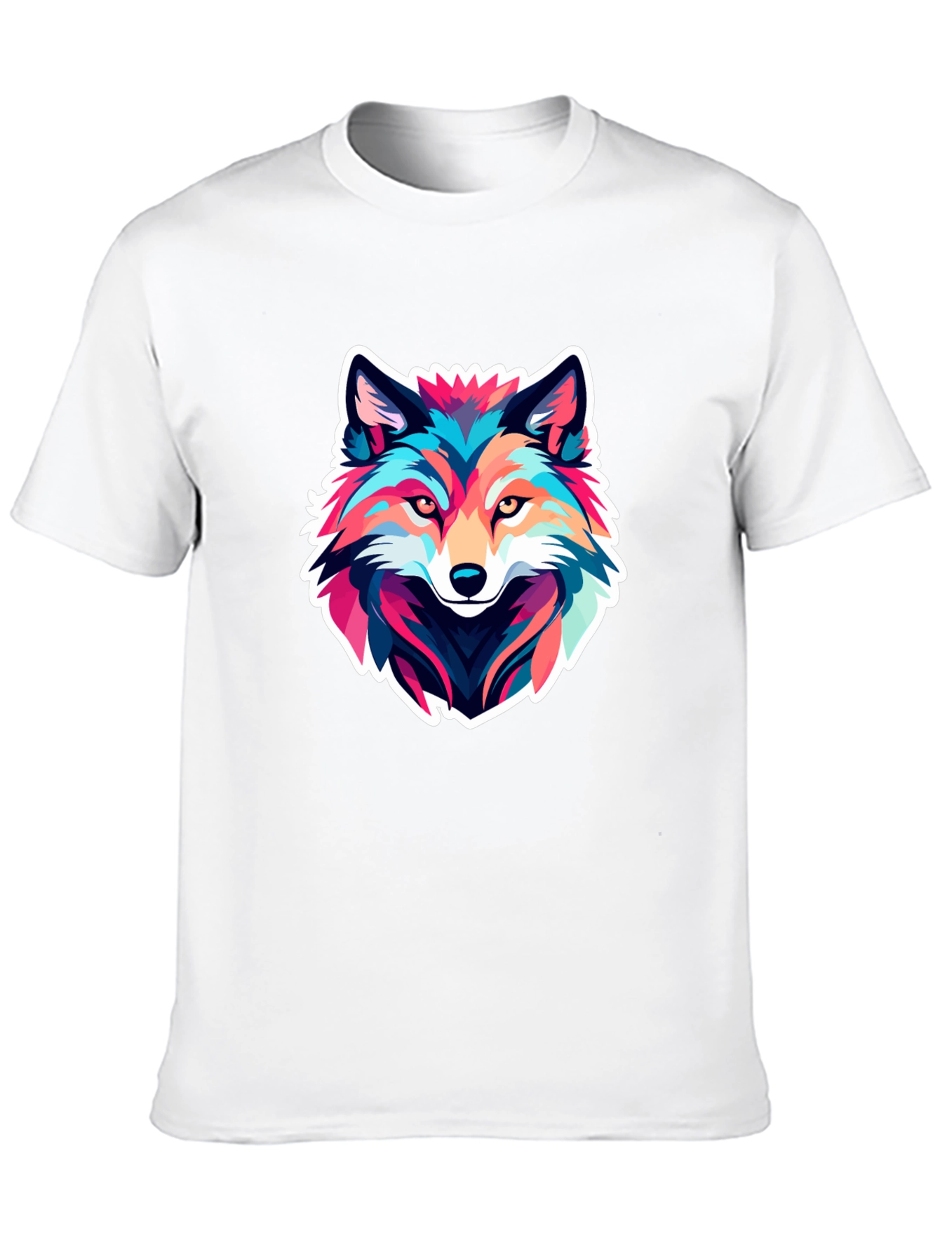 Black Colorful Wolf Graphic Black T-Shirt view 10