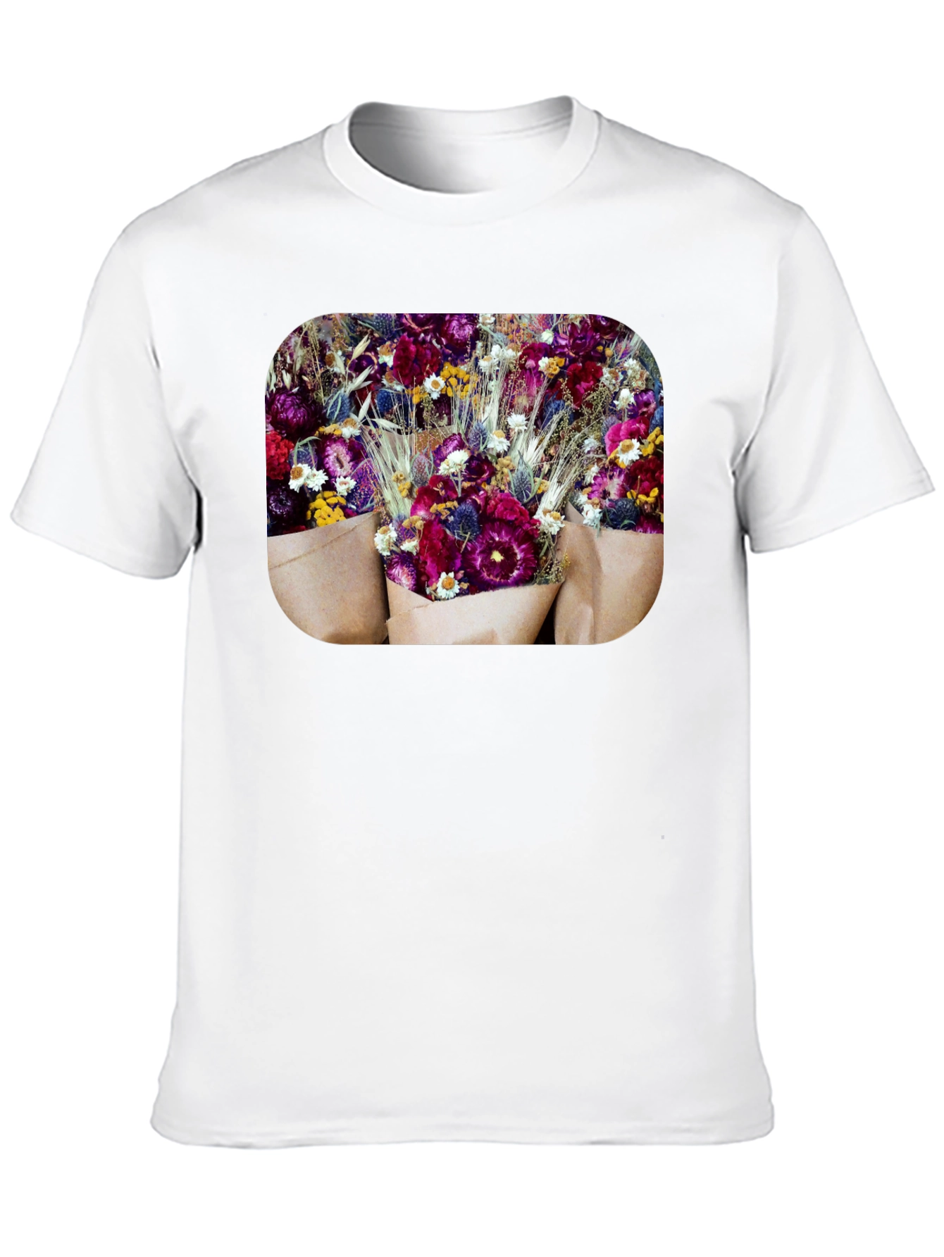 Black Floral Bouquet Graphic Print Black T-Shirt view 10