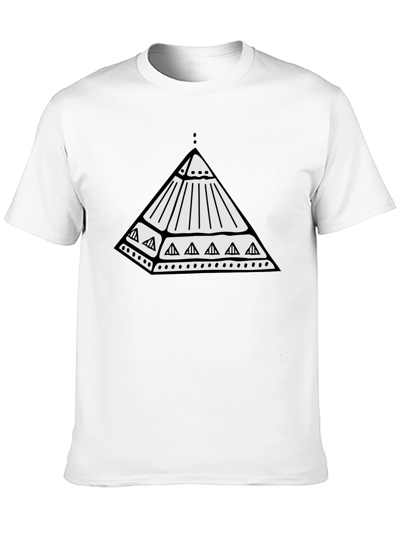 Black Geometric Pyramid Tee - Black Cotton T-Shirt view 10