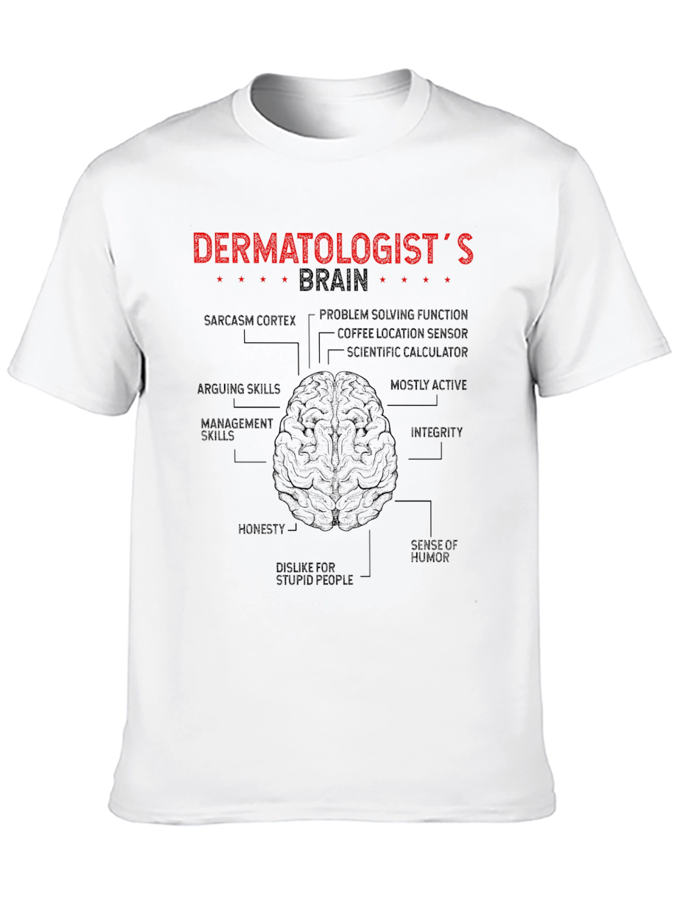 Black Dermatologist Brain T-Shirt - Funny Anatomy Tee view 10