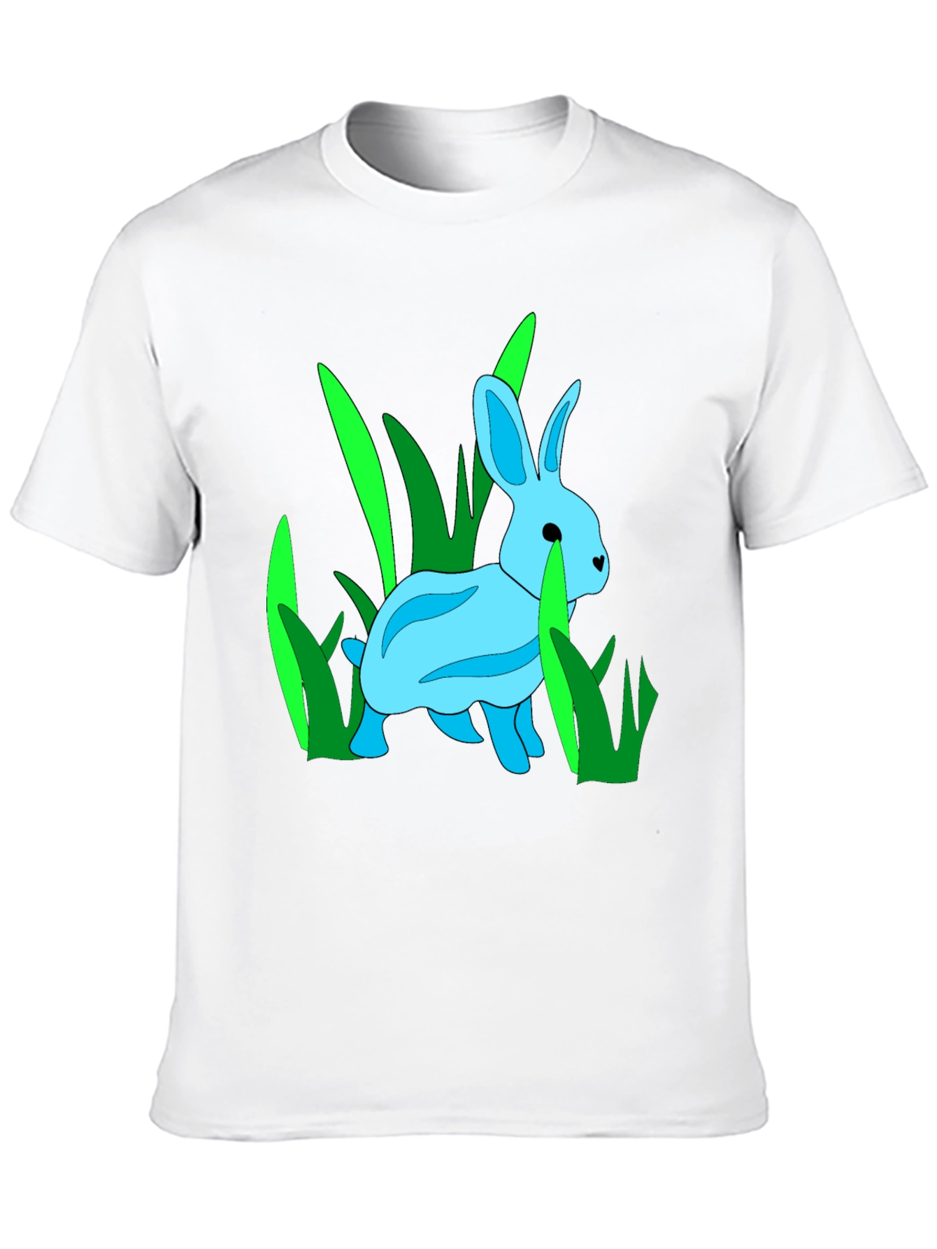 Black Rabbit in Grass Graphic Tee - Black Cotton Blend T-Shirt view 10