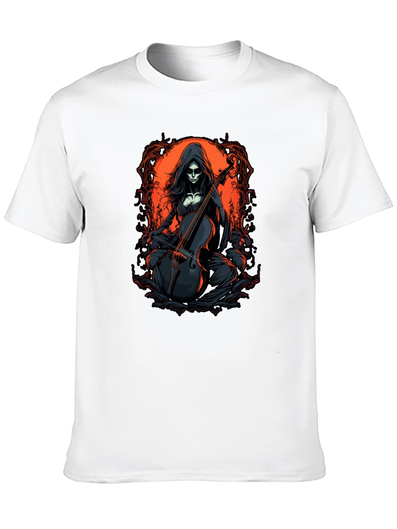 Black Grim Reaper Cello T-Shirt view 10