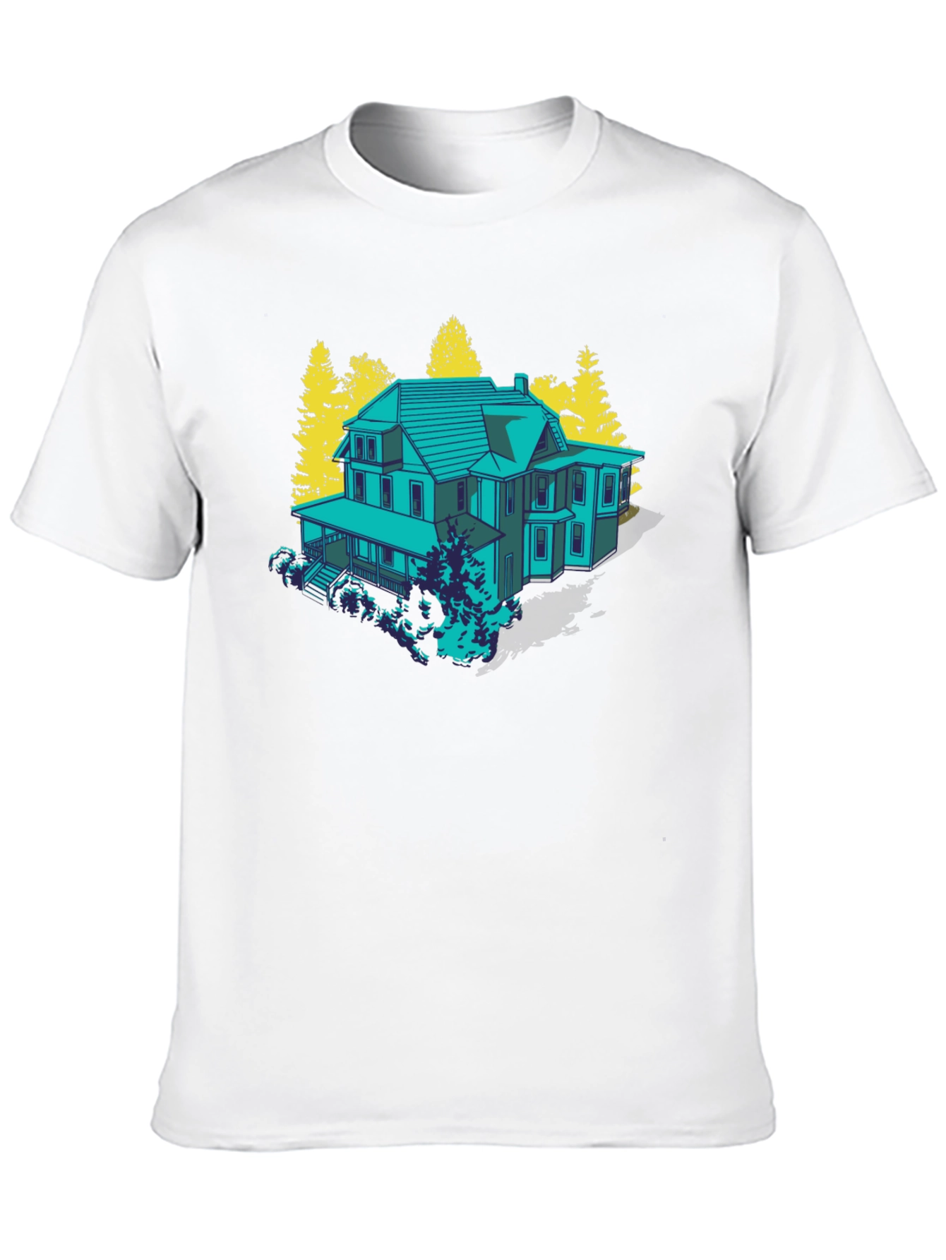 Black Haunted House Graphic Tee - Novelty T-Shirt view 10