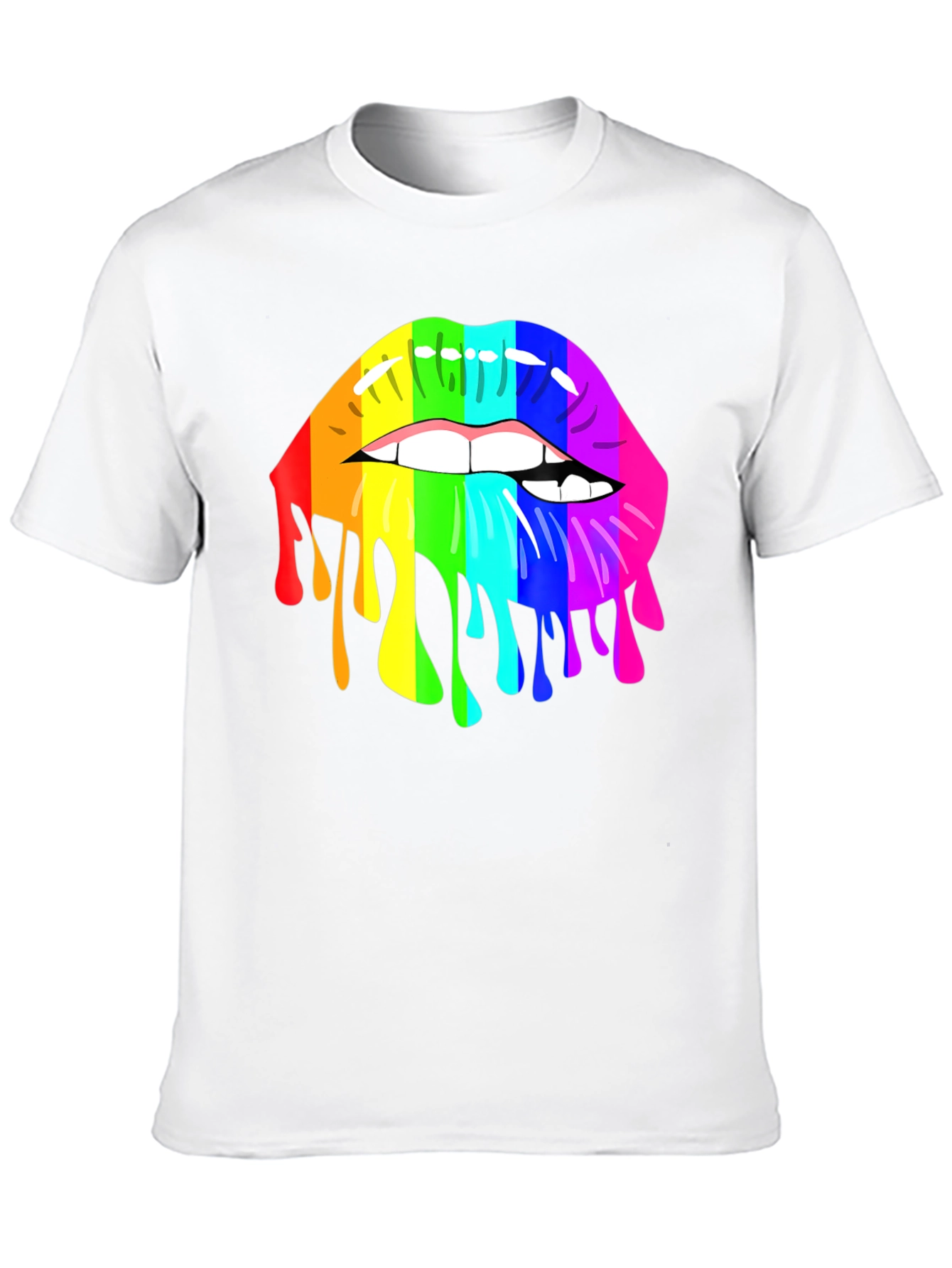 Black Rainbow Lips Graphic T-Shirt - Unisex Black Tee view 10