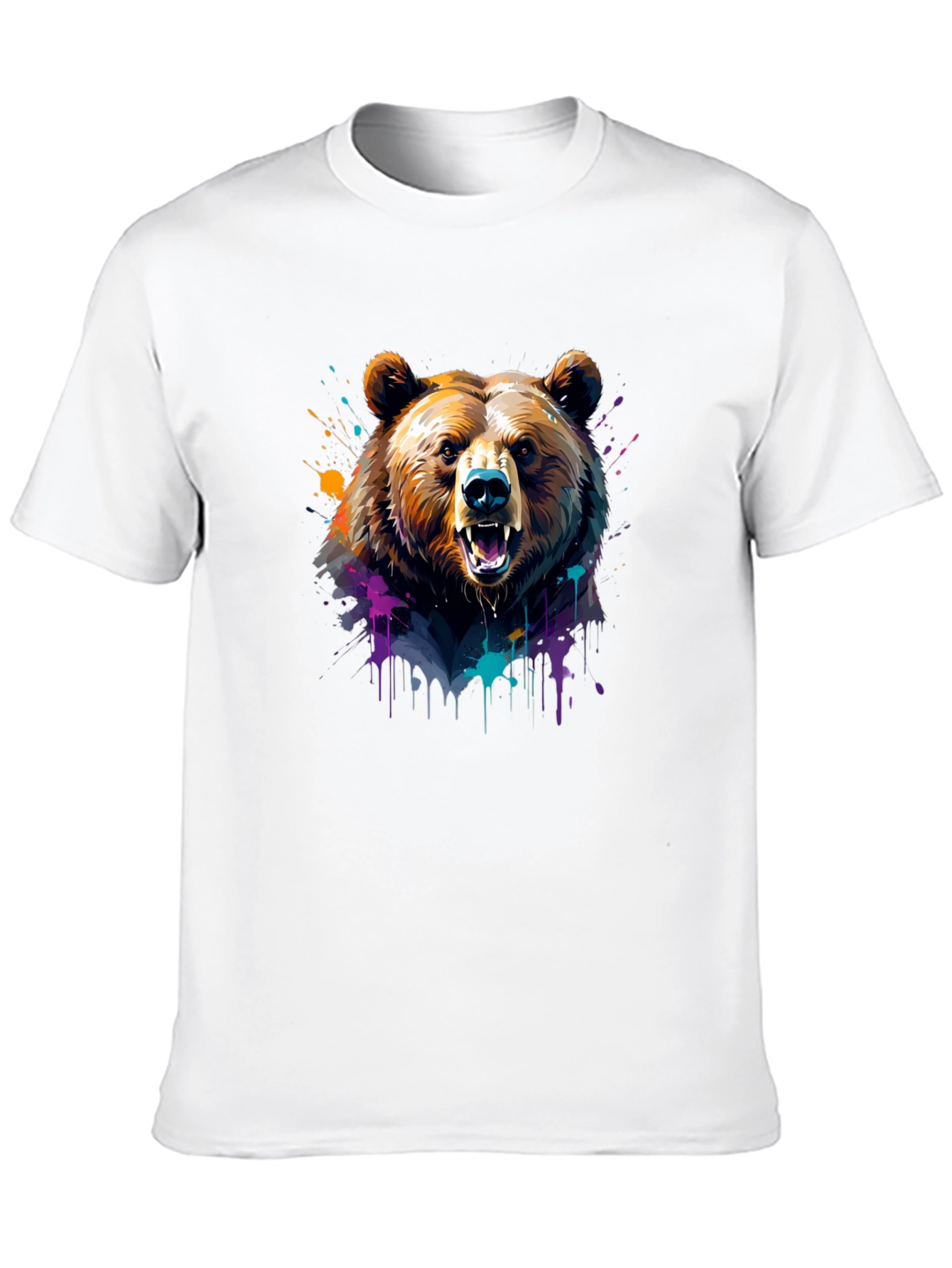 Black Bear Graphic Tee - Colorful Animal Print Shirt view 10