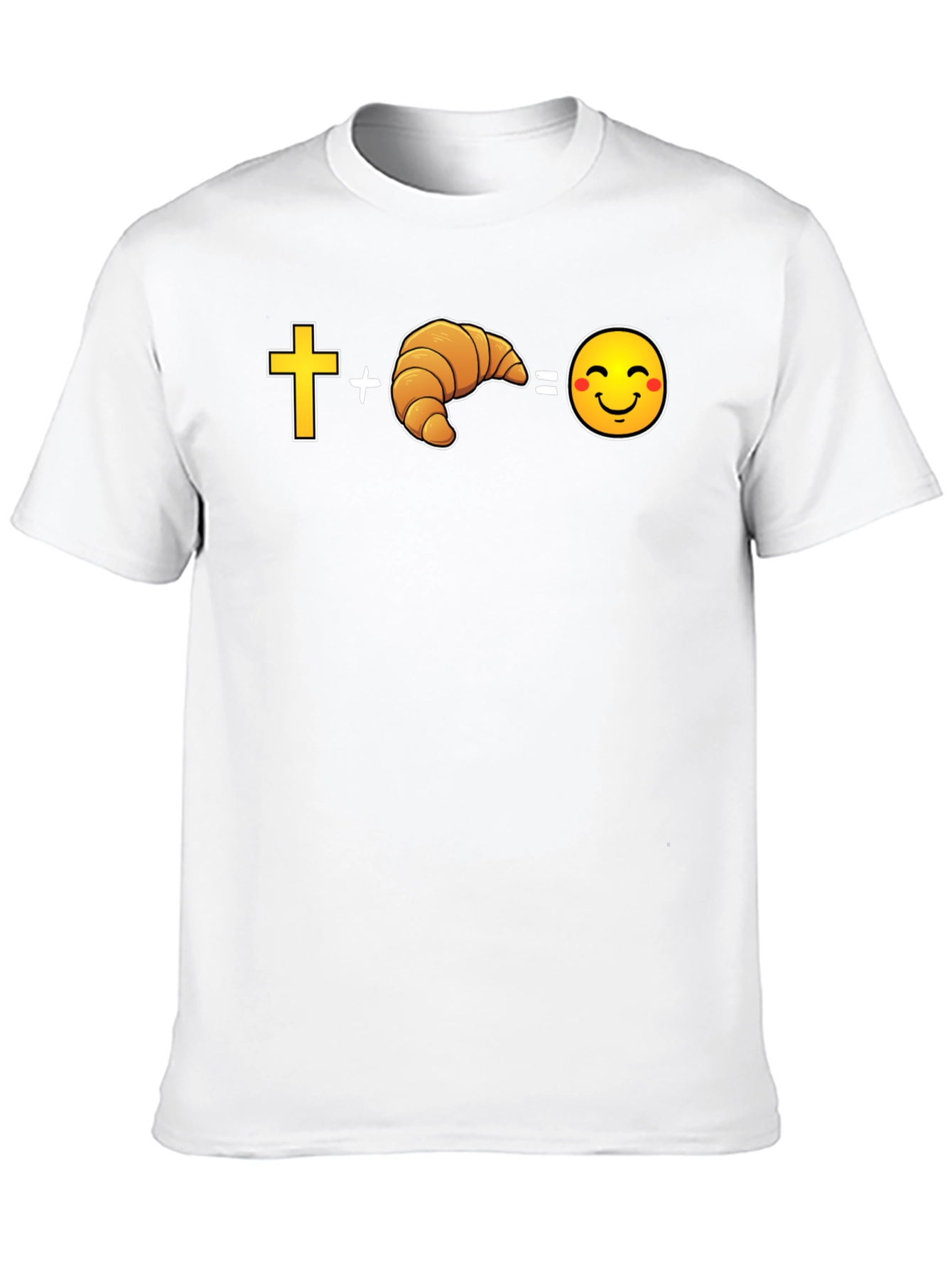 Black Cross Plus Croissant Equals Happy Face Graphic Tee view 10