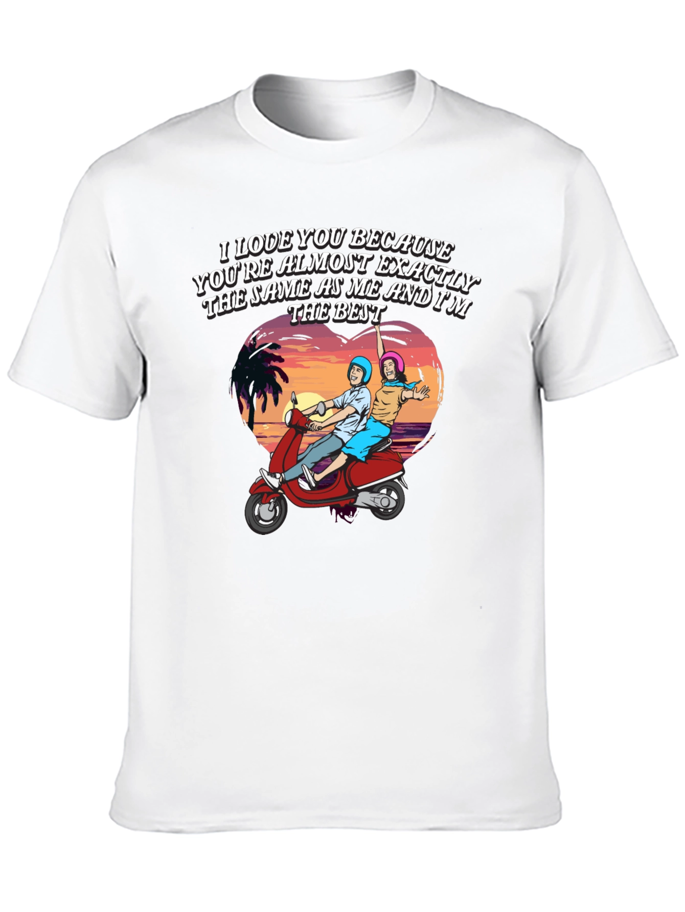 Black I Love You Because T-Shirt, Funny Matching Couple Tee view 10