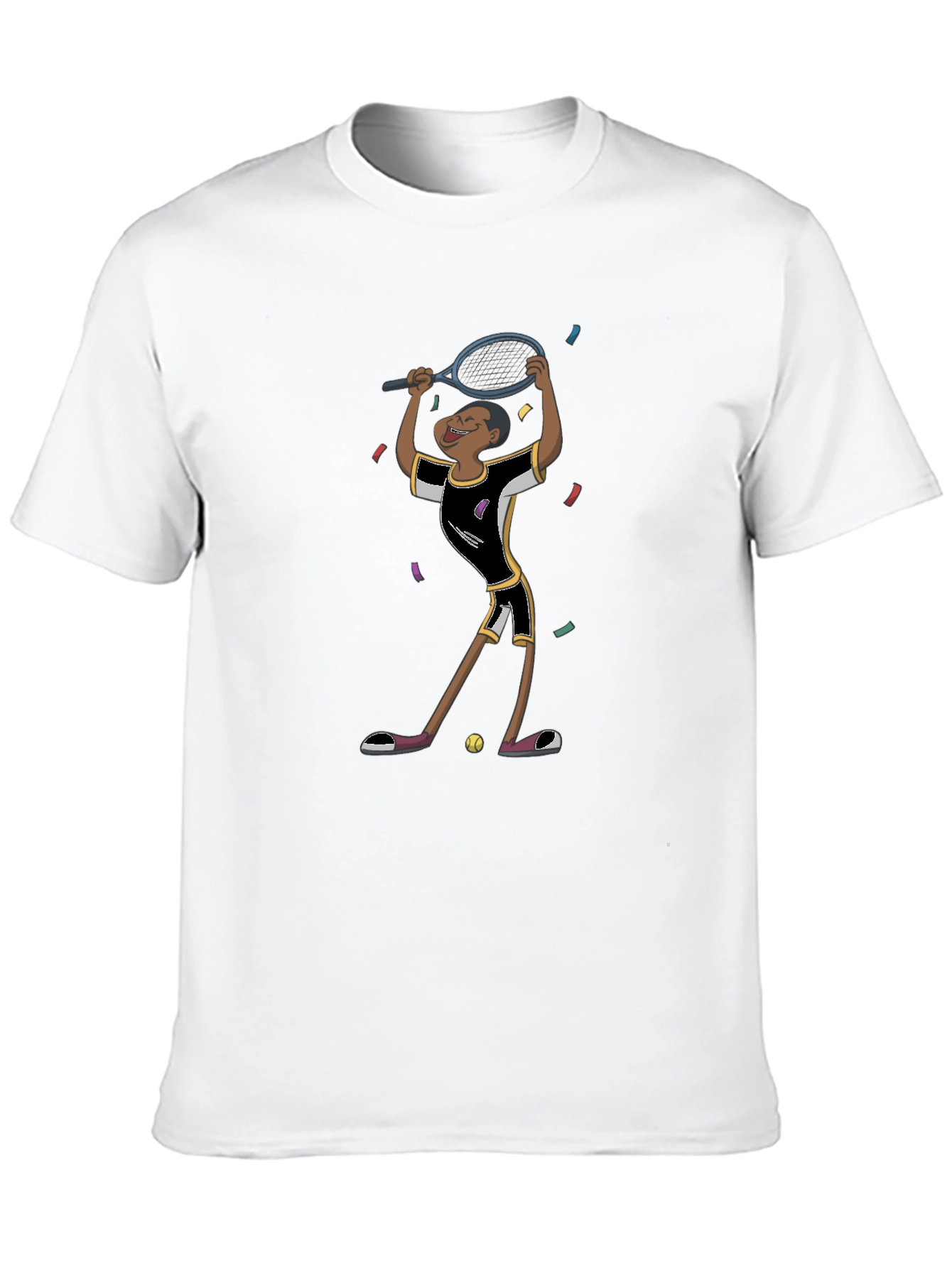 Black Tennis Player Graphic T-Shirt - Black Cotton Tee view 10