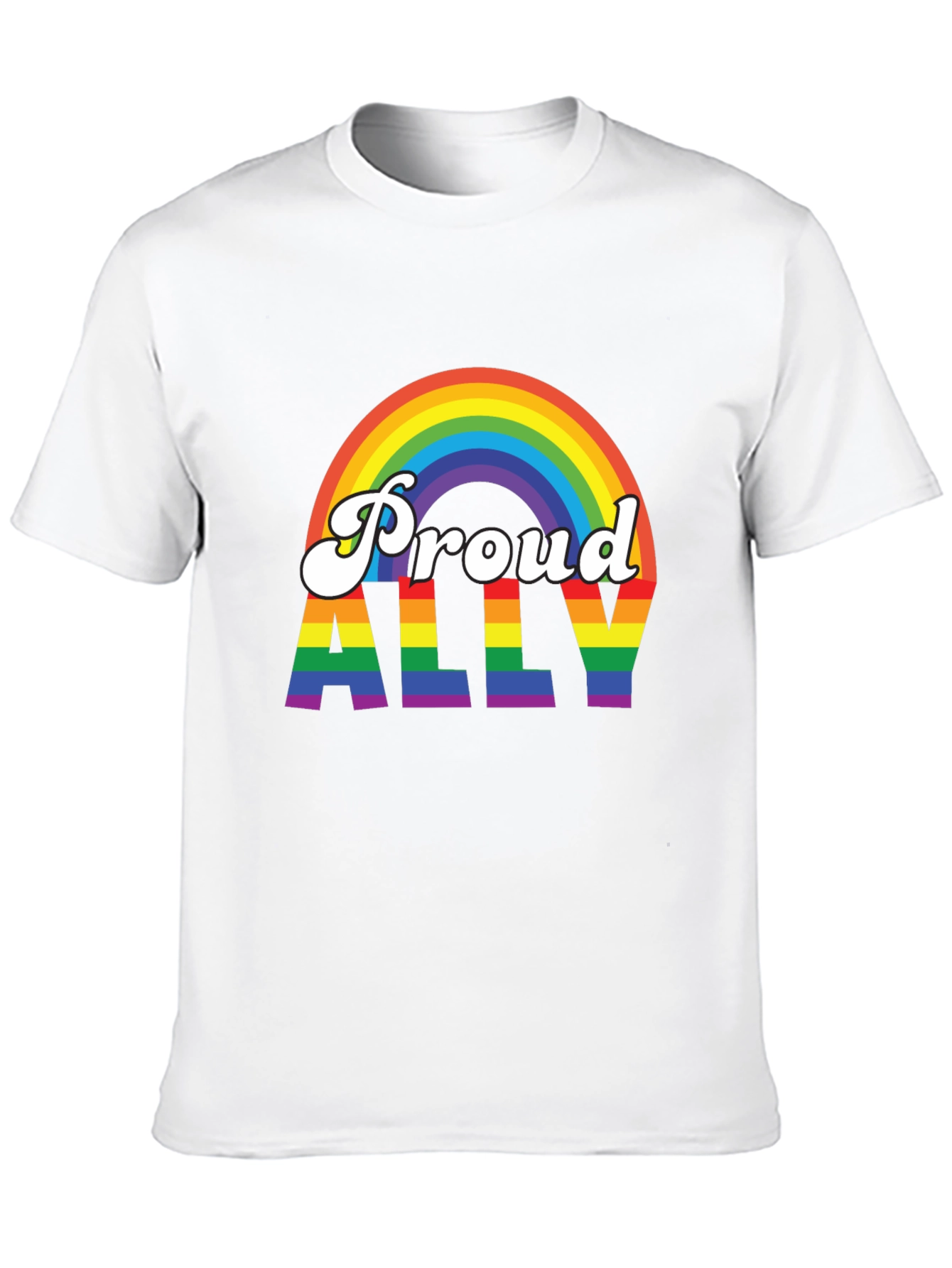 Black Proud Ally Rainbow Graphic T-Shirt view 10