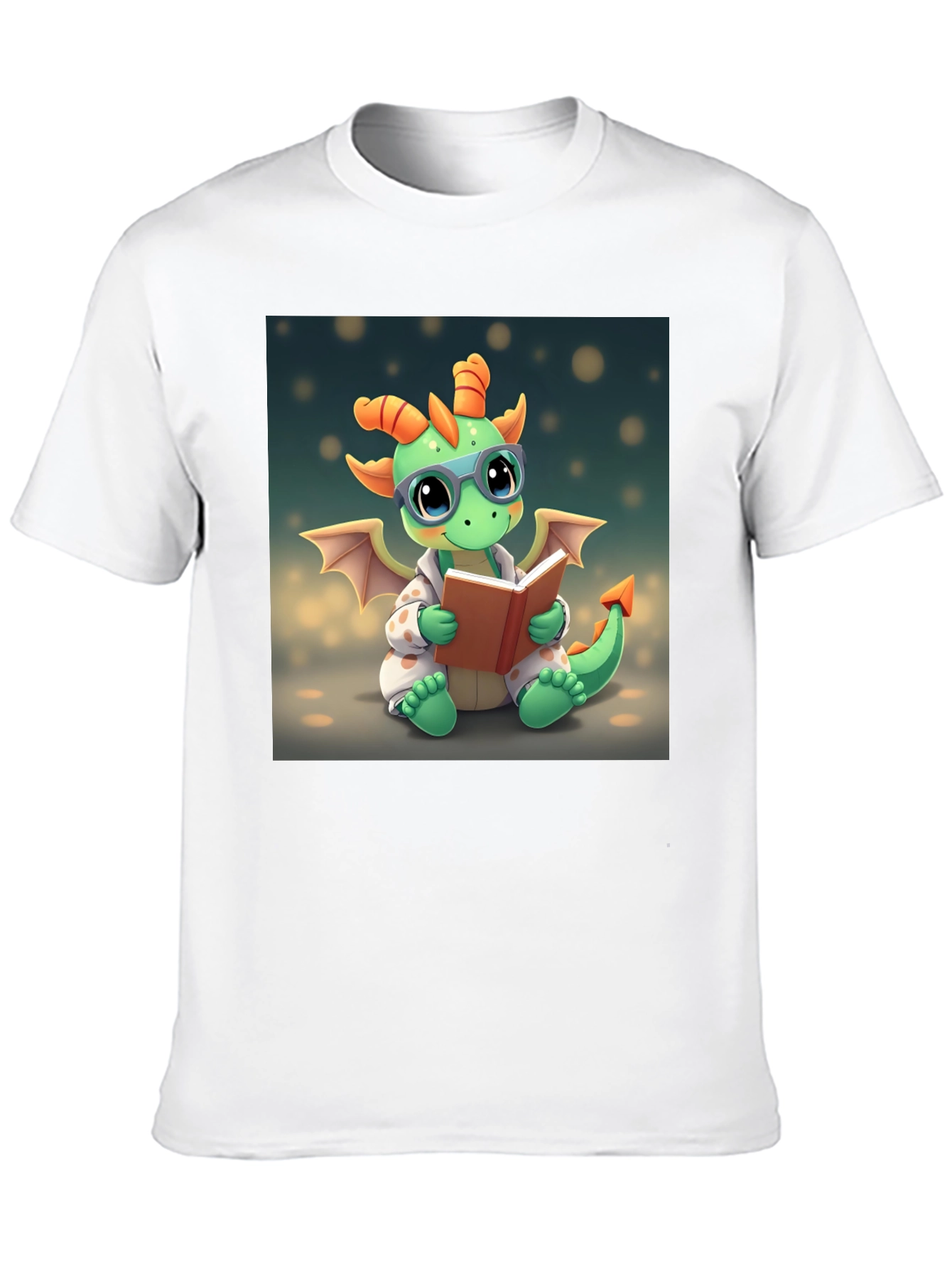 Black Cute Dragon Reading Book Graphic Tee view 10