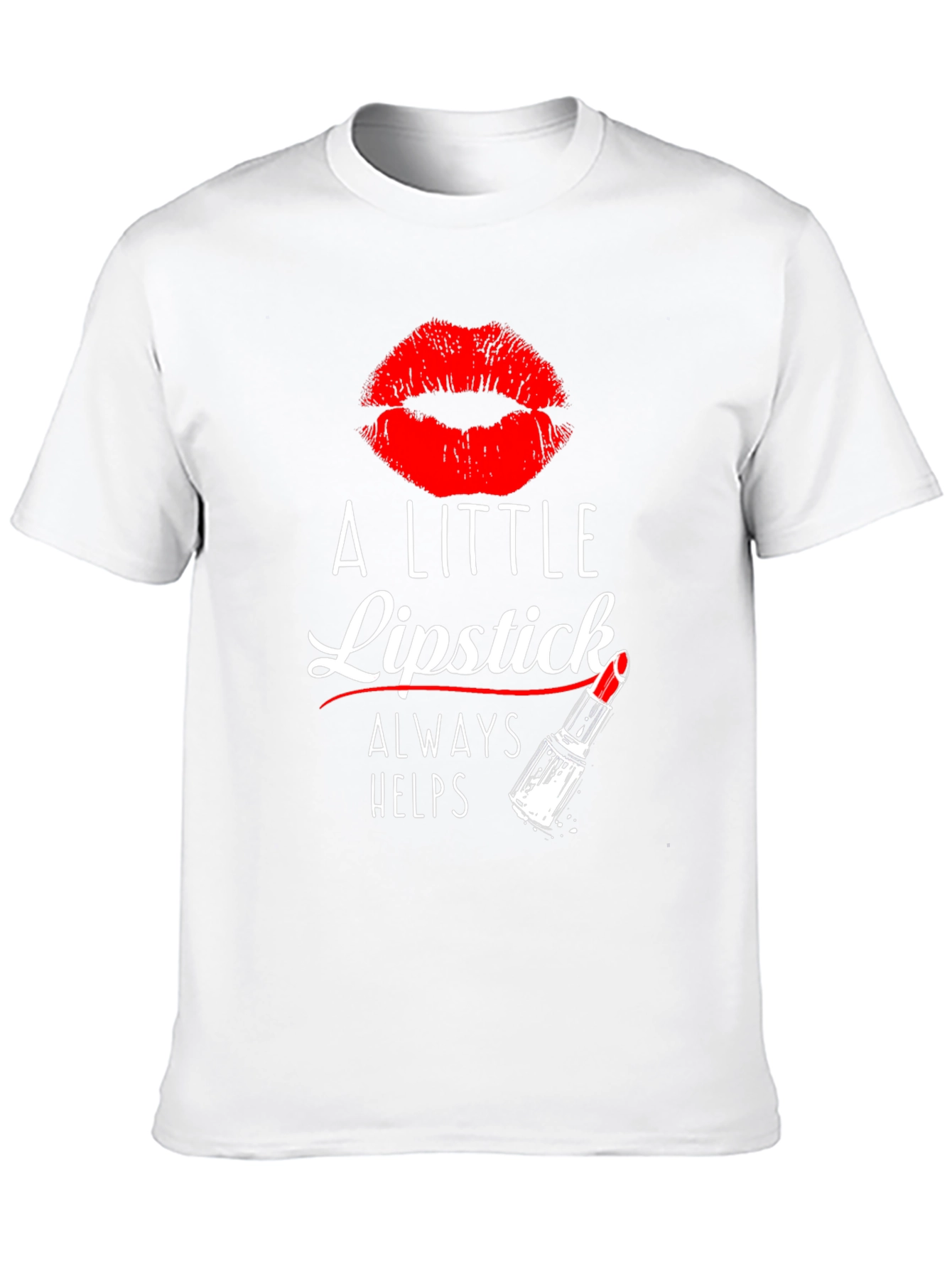 Black A Little Lipstick Always Helps T-Shirt view 10