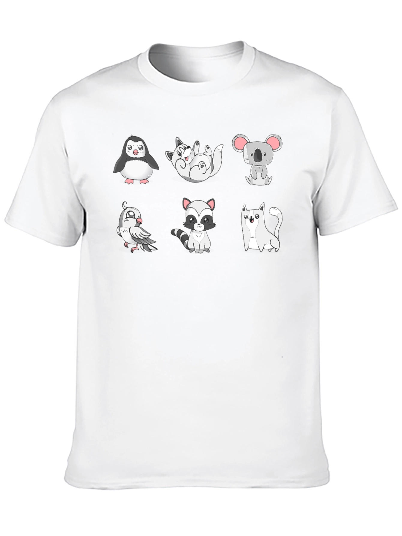 Black Cute Animals Graphic Black T-Shirt view 10