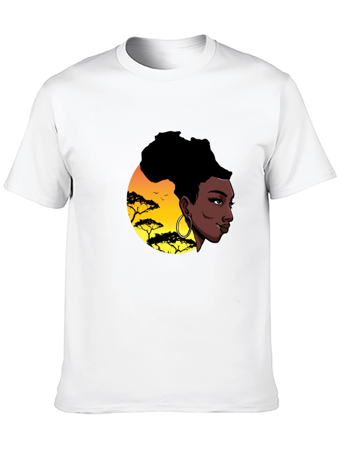 Black Stylish Black T-Shirt with African Sunset Graphic view 10
