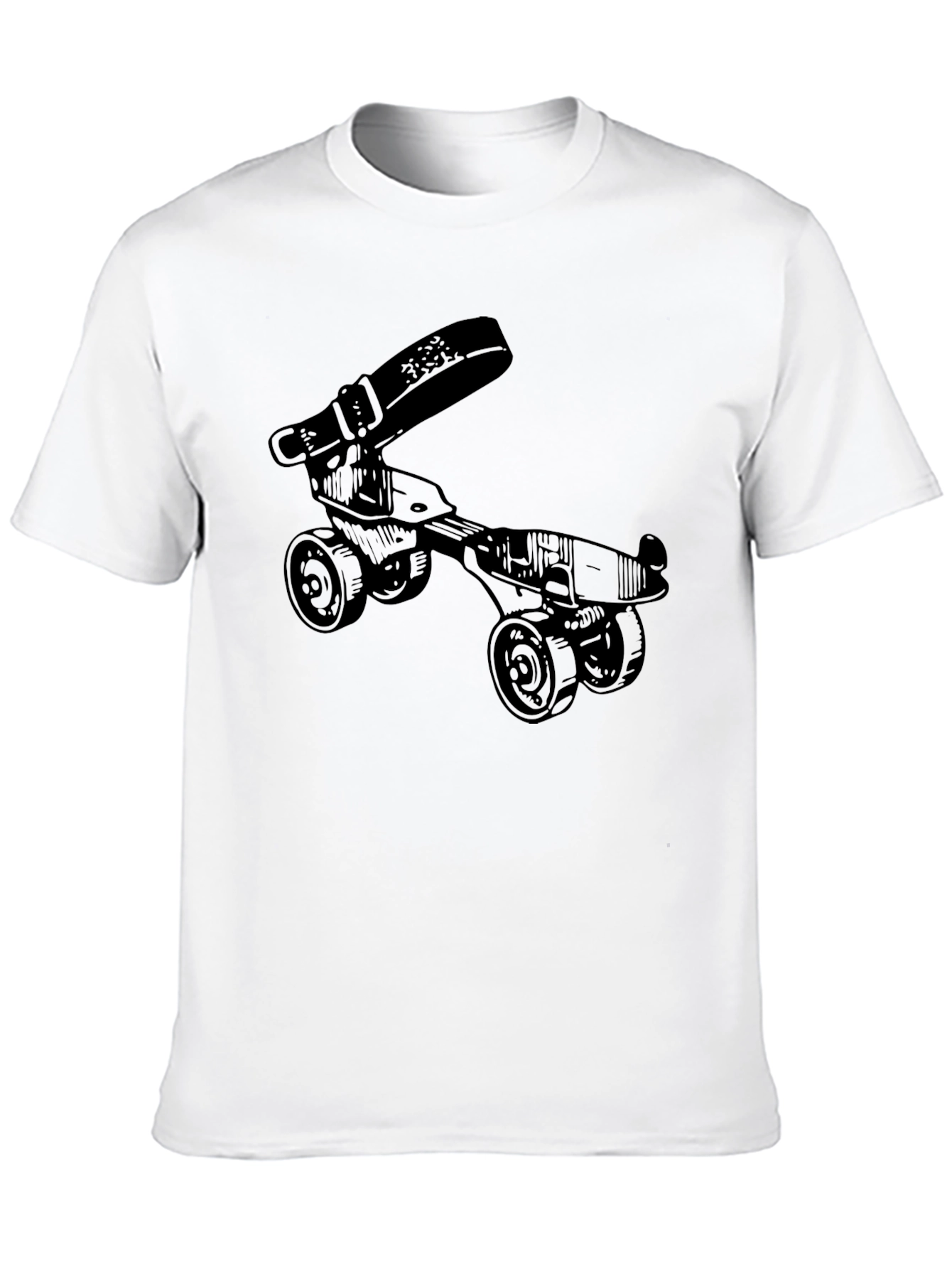 Black Novelty Roller Skate T-Shirt - Retro Style Black Tee view 10