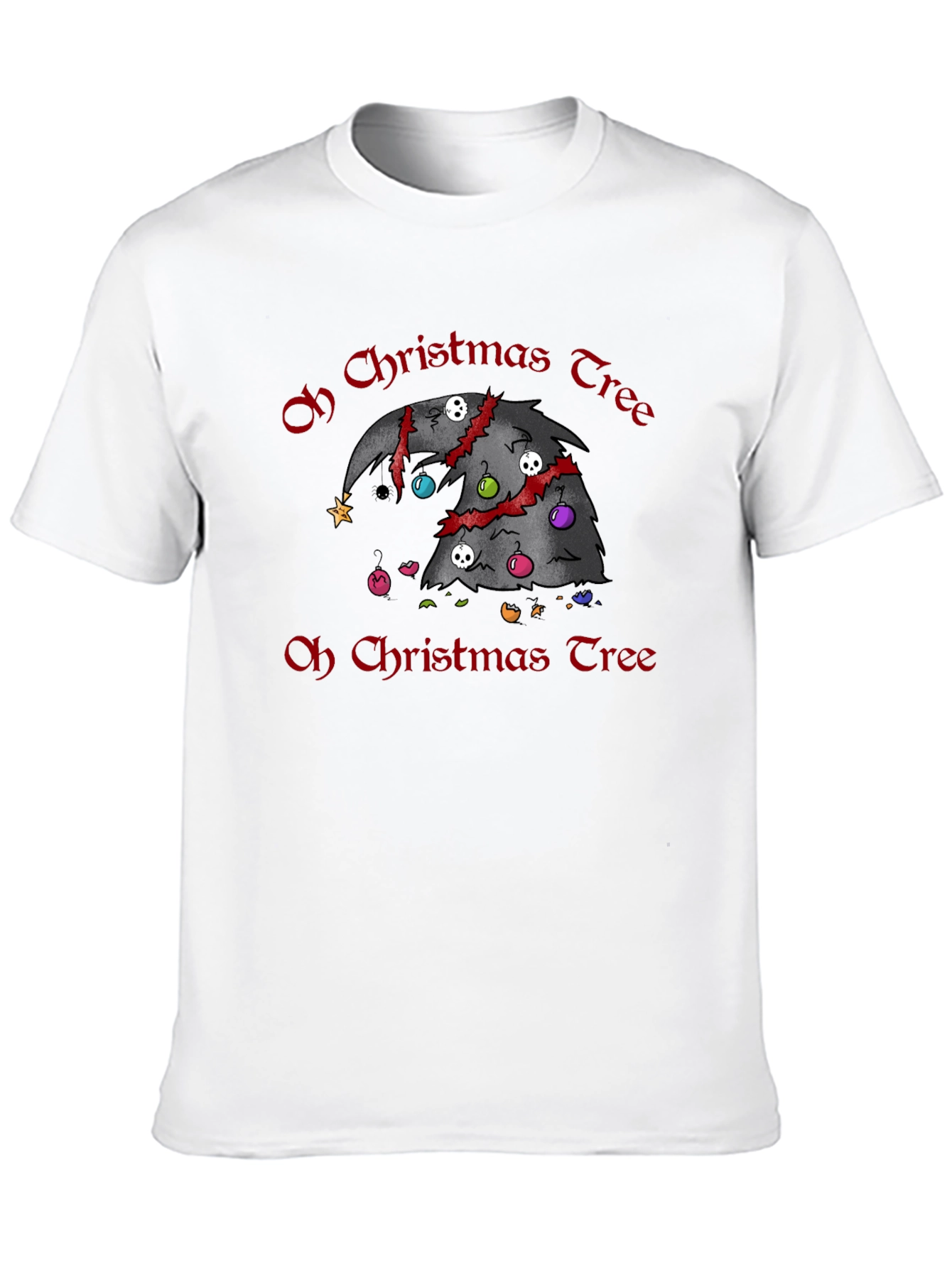 Black Gothic Christmas Tree T-Shirt - Horror Holiday Tee view 10