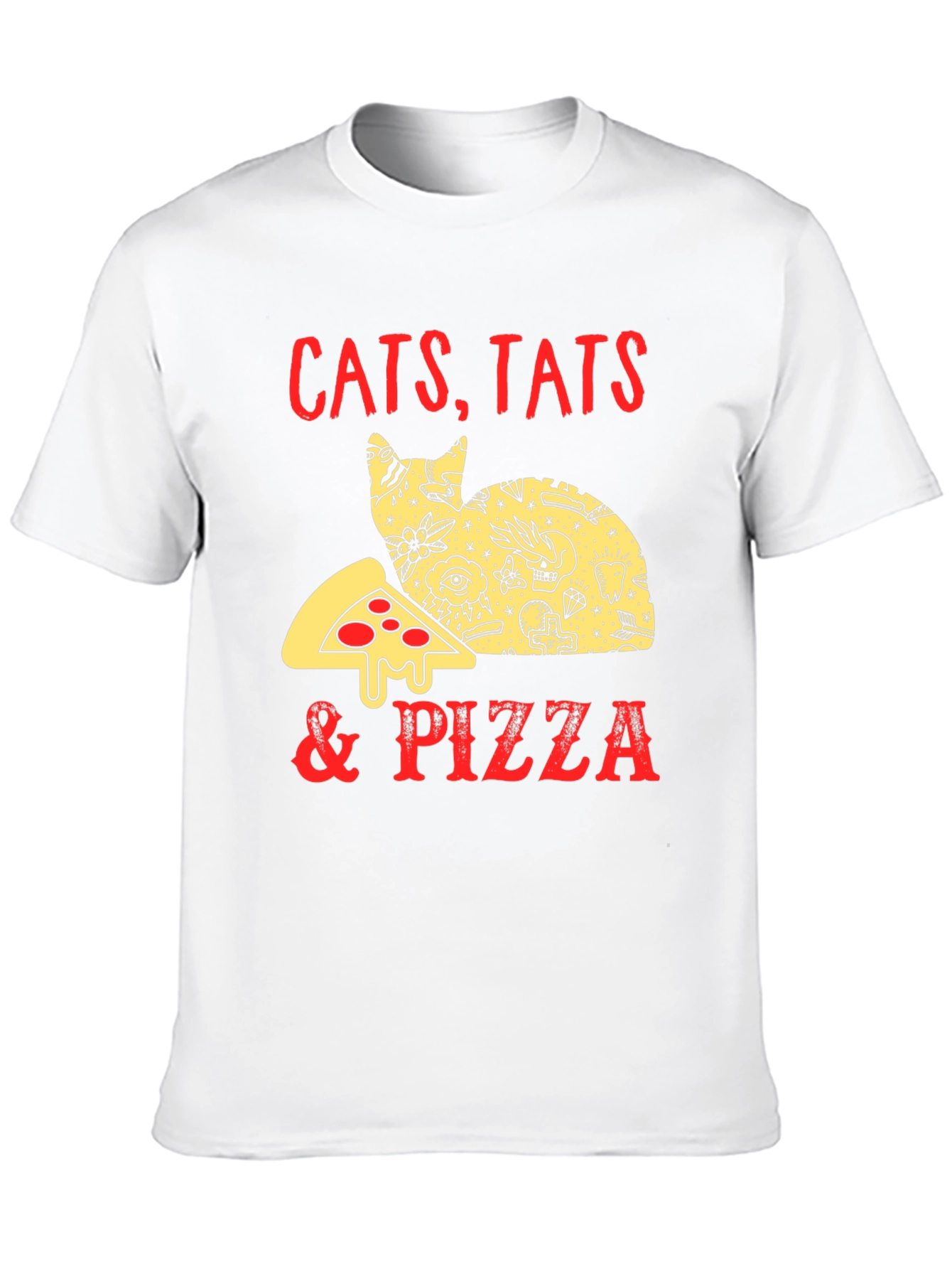 Black Cats Tats & Pizza Funny Graphic T-Shirt view 10