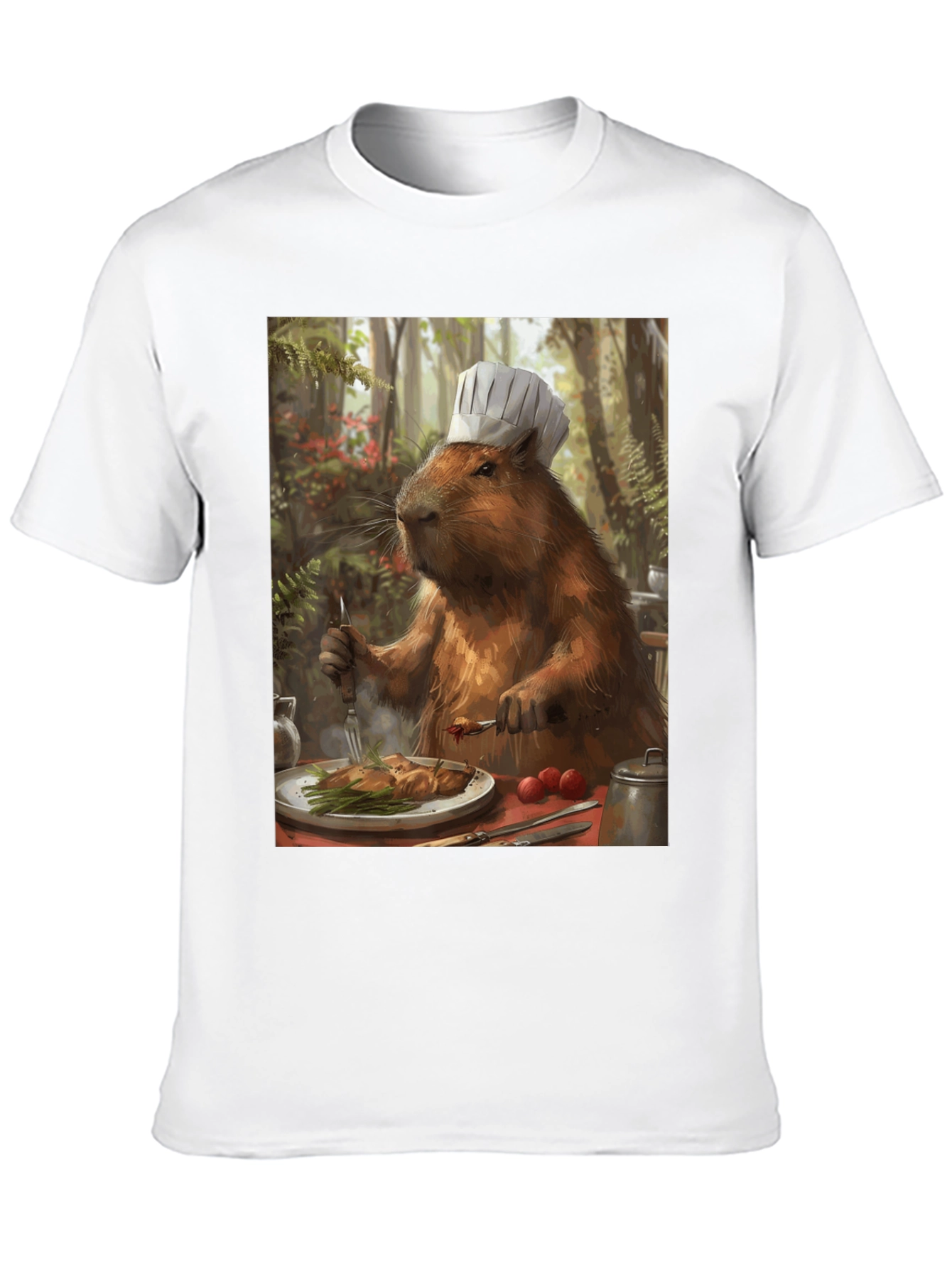 Black Chef Capybara T-Shirt - Humorous Animal Tee view 10