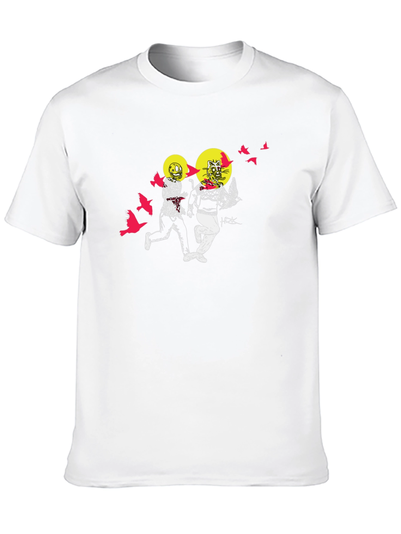 Black Illustrated Graphic Print Black Crew Neck T-Shirt view 10