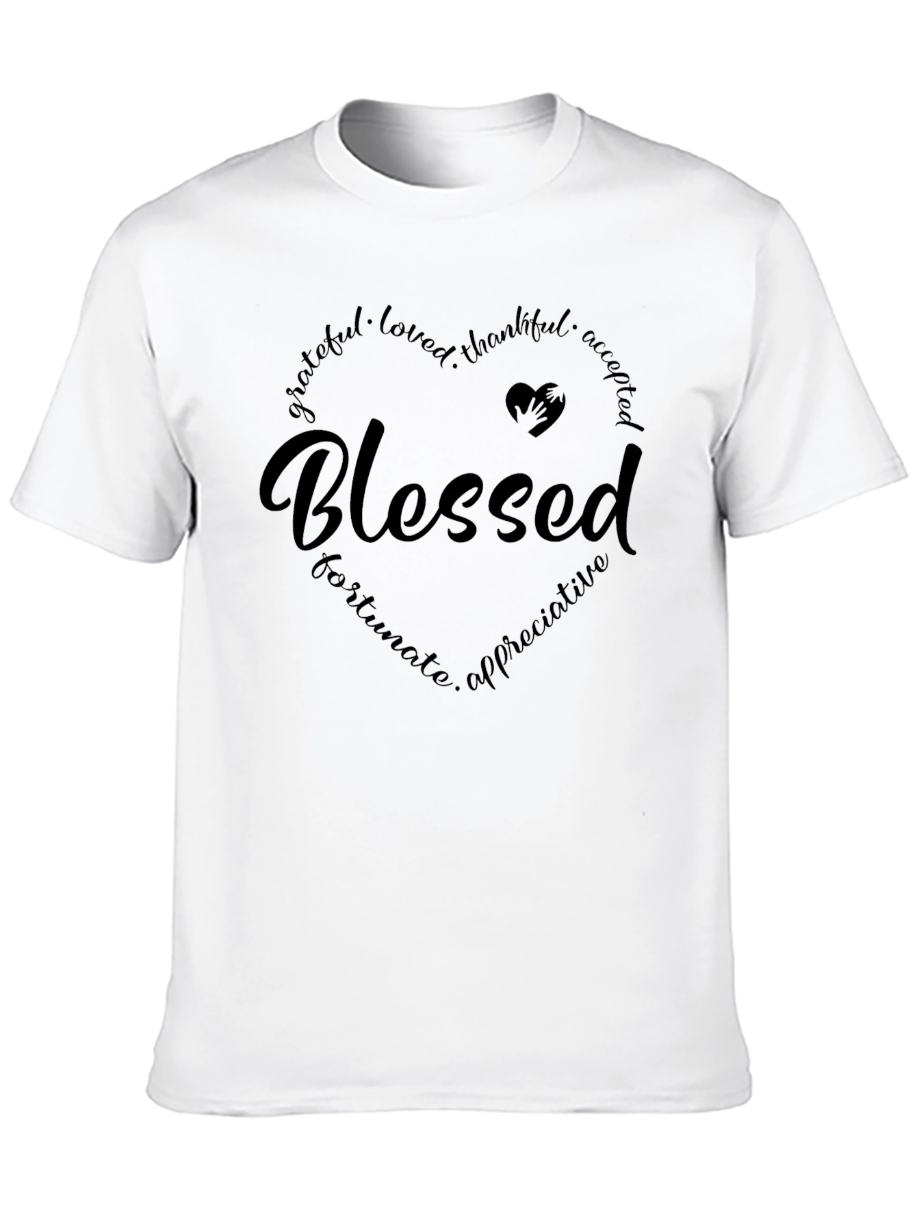 Black Blessed Heart Graphic Tee - Soft Cotton Blend T-Shirt view 10