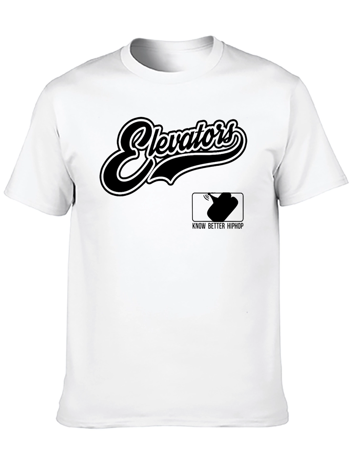 Black Elevators Hip Hop T-Shirt - Black Crew Neck Tee view 10