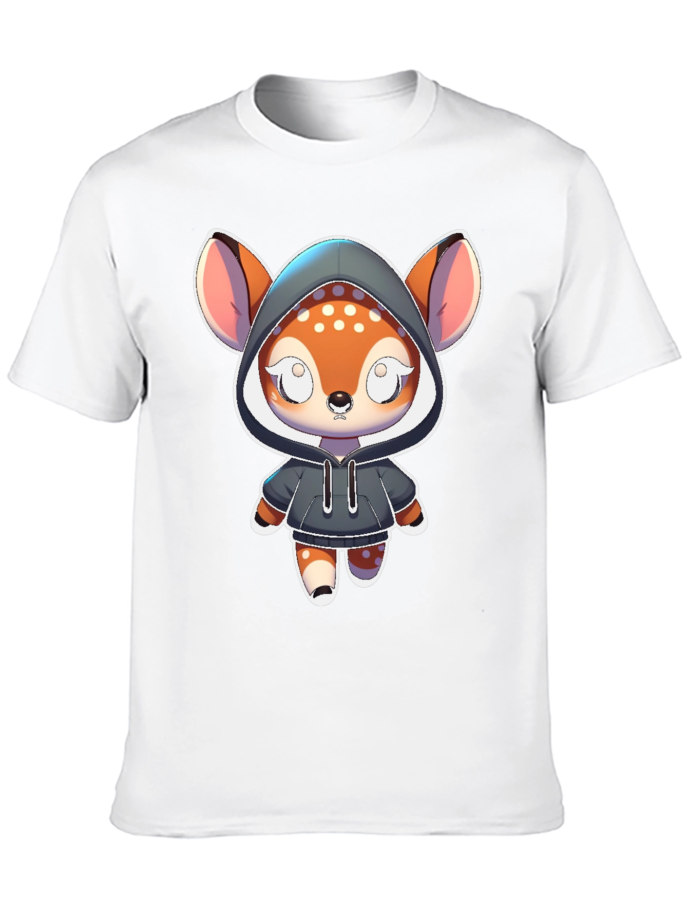 Black Cute Cartoon Deer Hoodie T-Shirt view 10