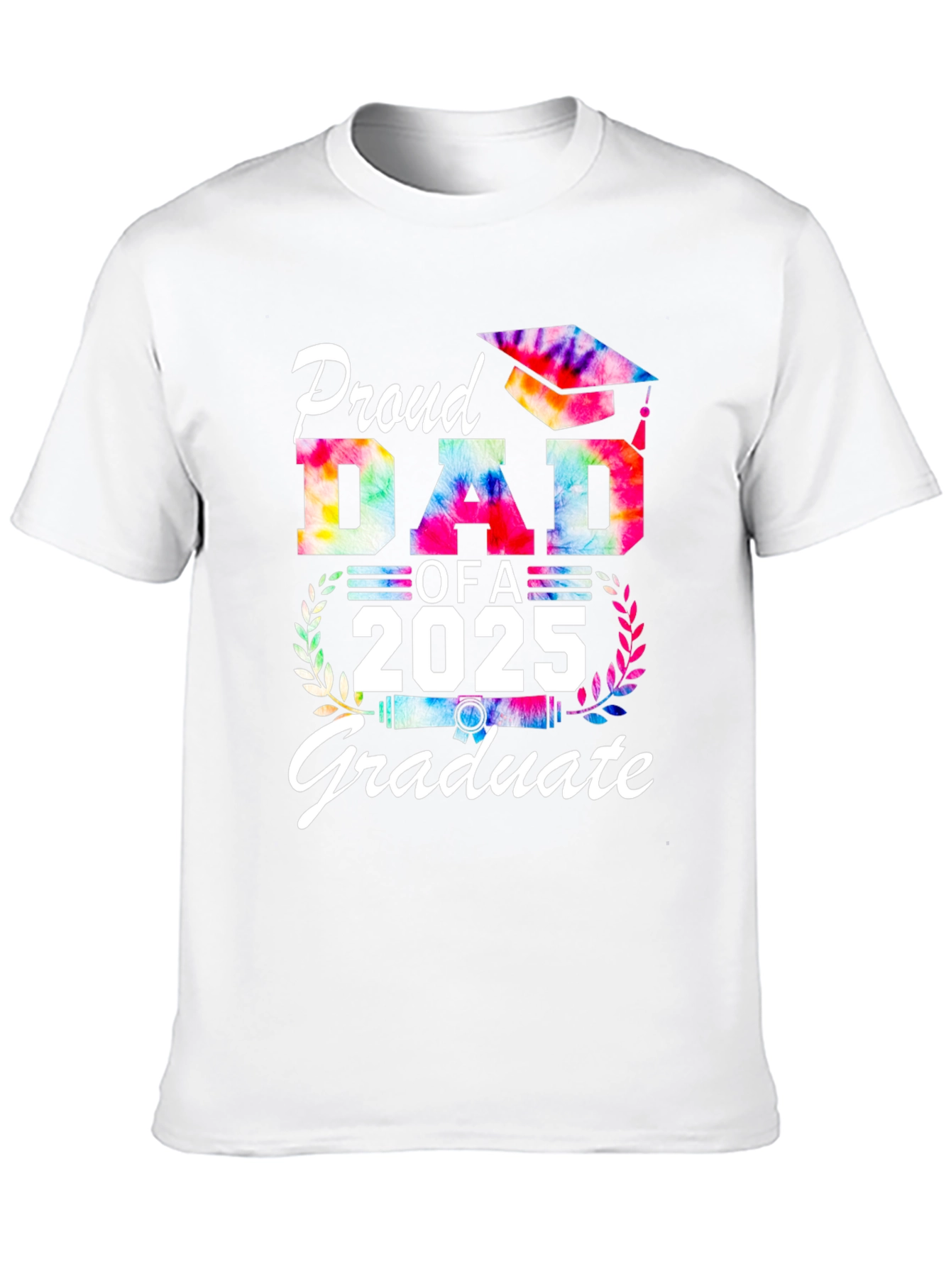 Black Proud Dad of a 2025 Graduate Tie-Dye T-Shirt view 10