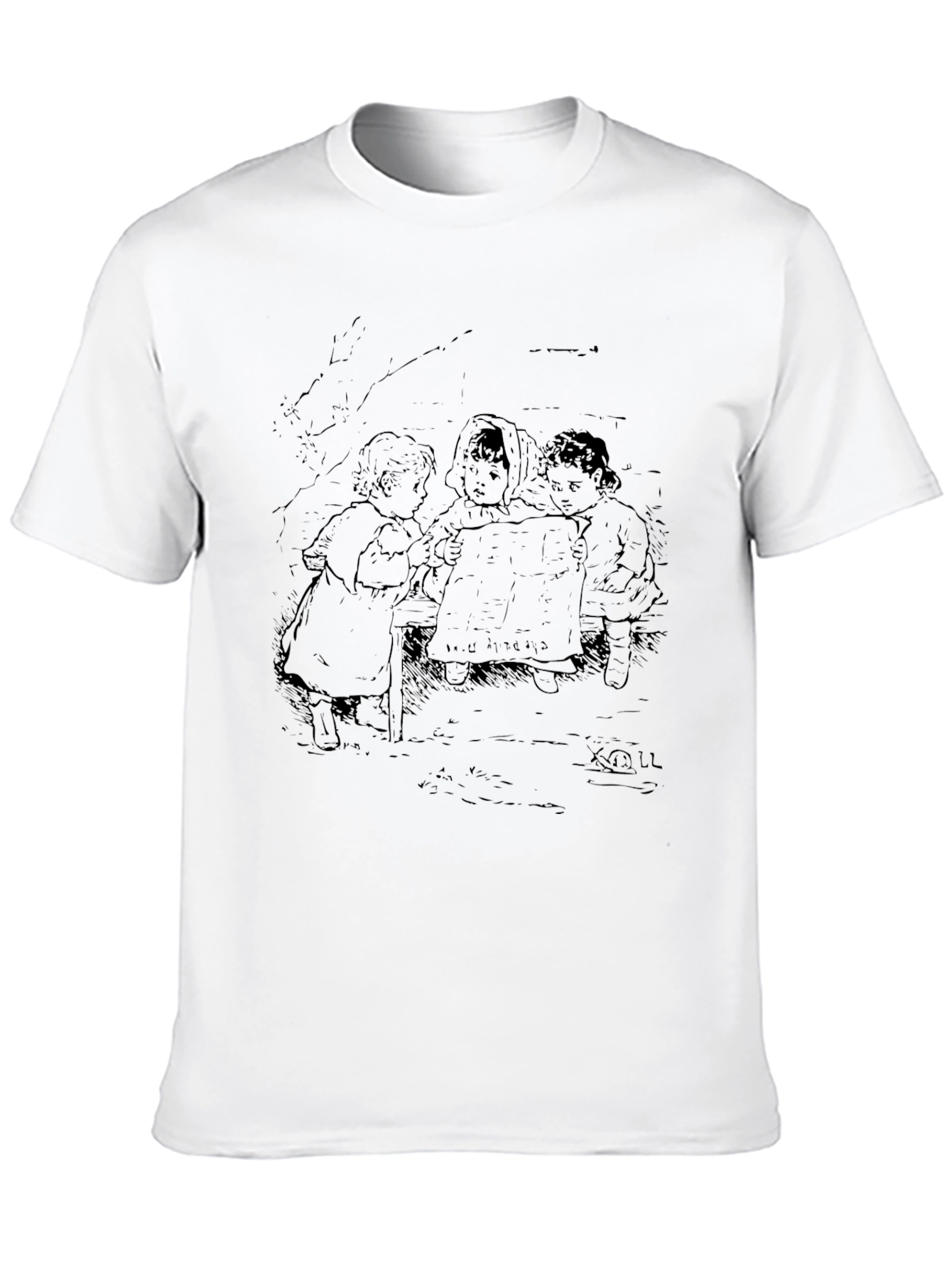 Black Vintage Children Illustration Black T-Shirt view 10