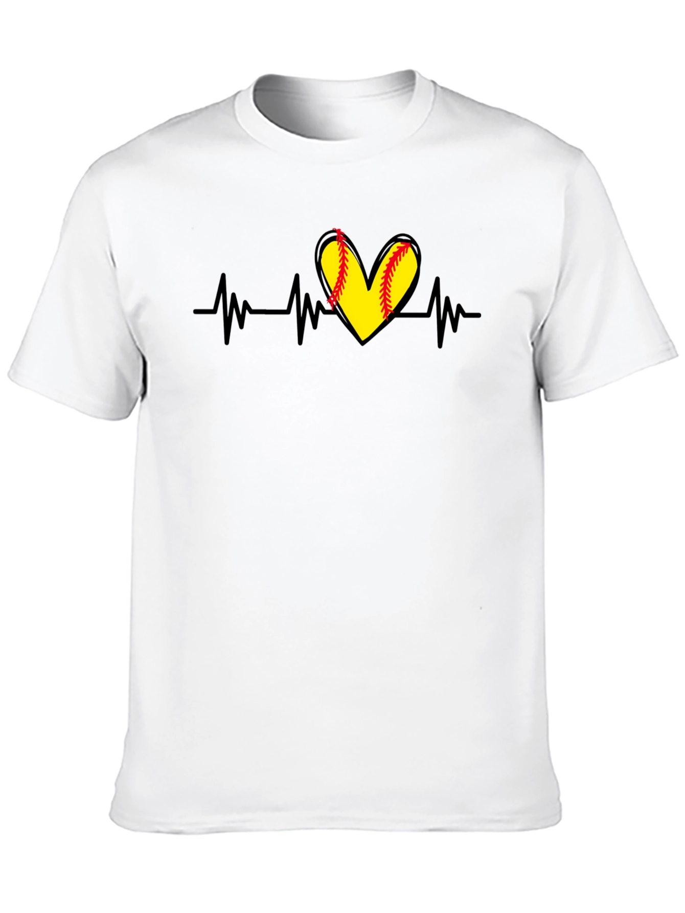 Black Softball Heartbeat T-Shirt - Black view 10